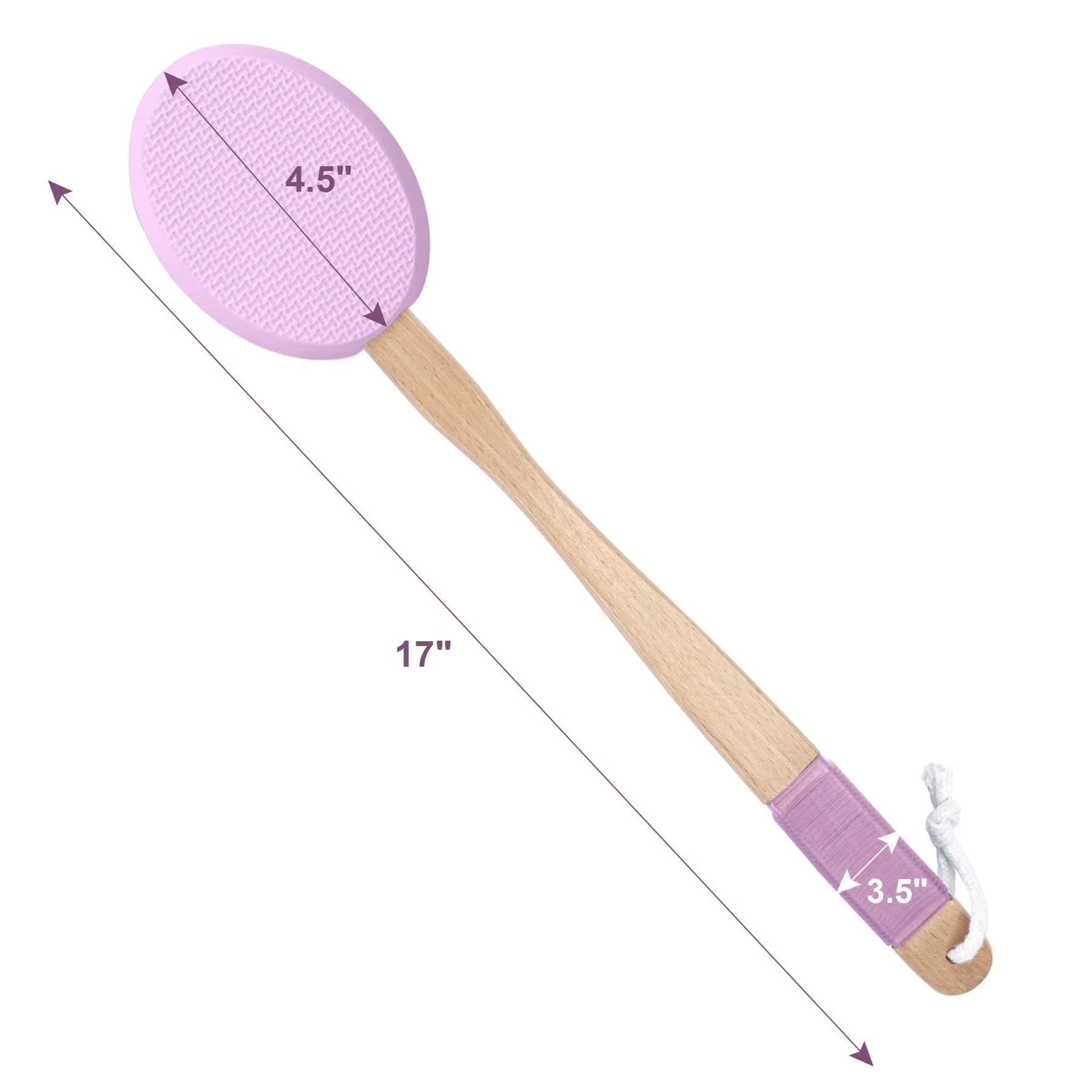 Back Lotion Applicator with Long Handle – 4 Replaceable EVA Pads, Ideal for Elderly and Women, Purple
