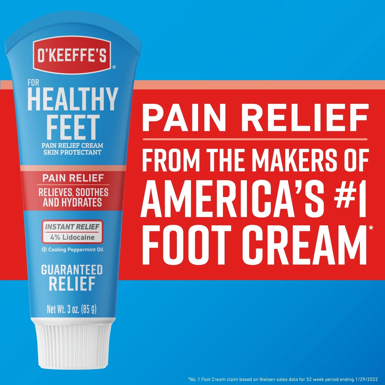 Healthy Feet Pain-Relieving Foot Cream with Lidocaine – 3 oz Tube