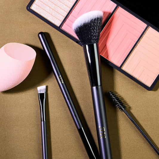 10Pc Pro Makeup Brush Set in Black - 10 Quality Soft Bristle Makeup Brushes for Everyday Use - Professional Makeup Brushes & Tools