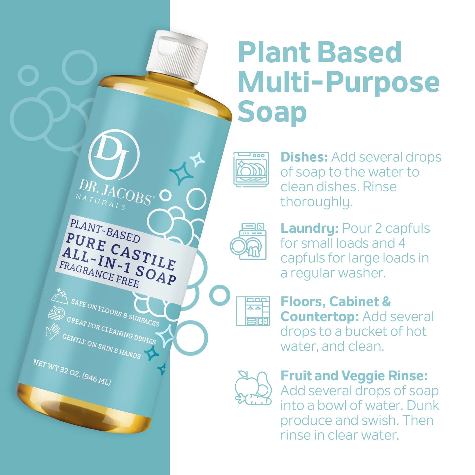DJ Unscented All in 1 Castile Soap - Thin Formula