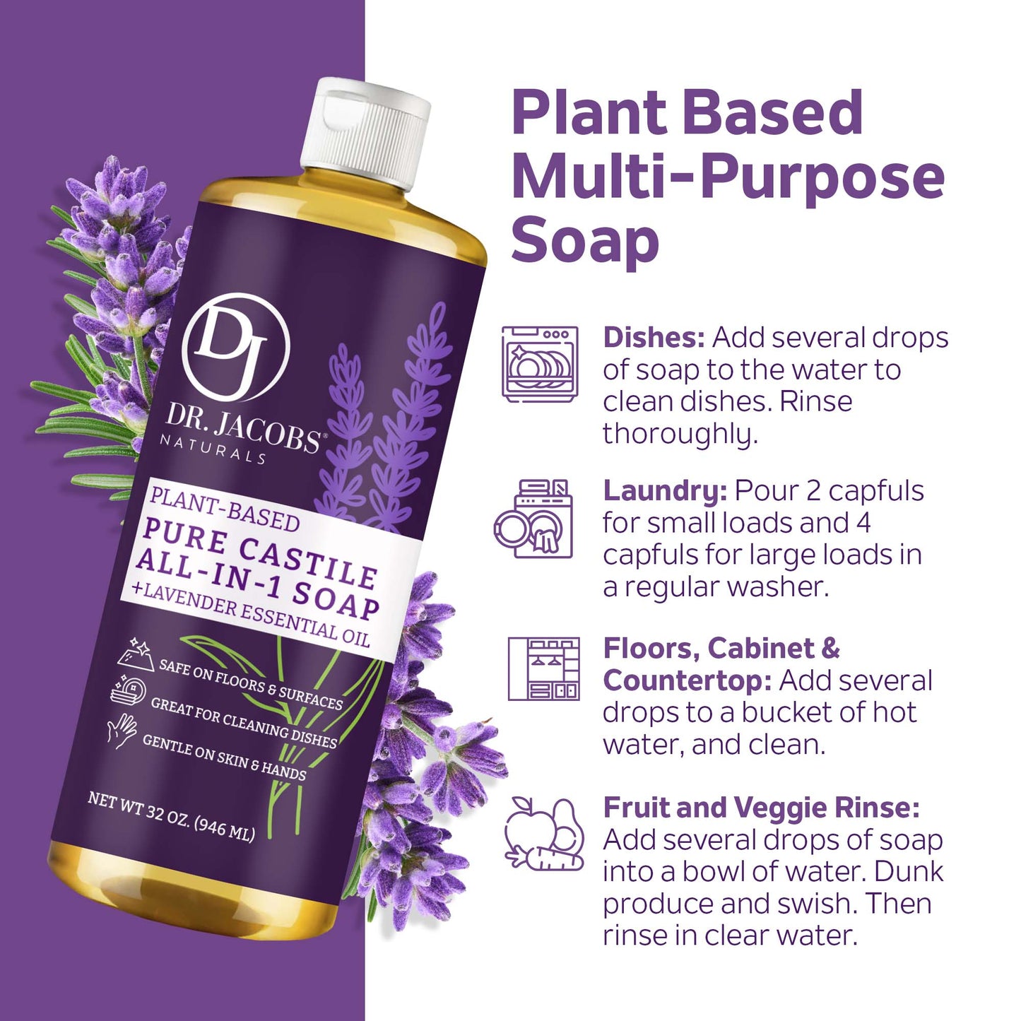 DJ Lavender All in 1 Castile Soap - Thin Formula