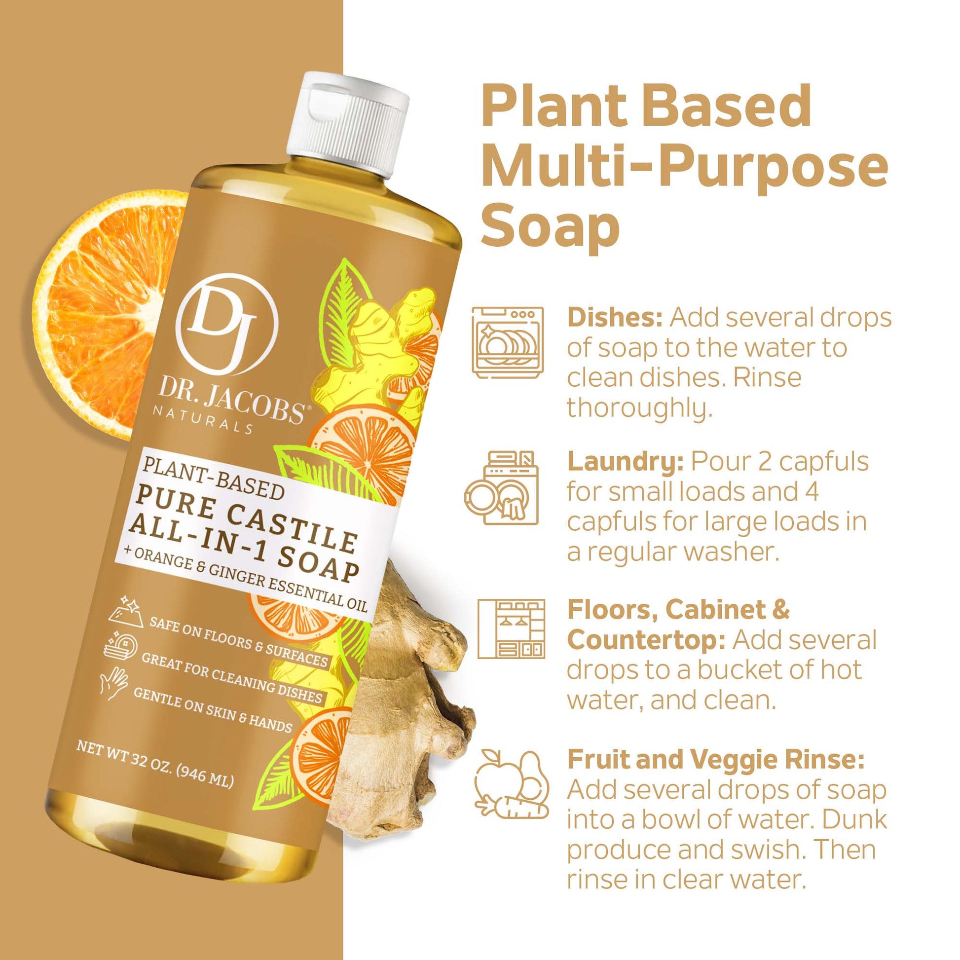 DJ Orange & Ginger All in 1 Castile Soap - Thin Formula