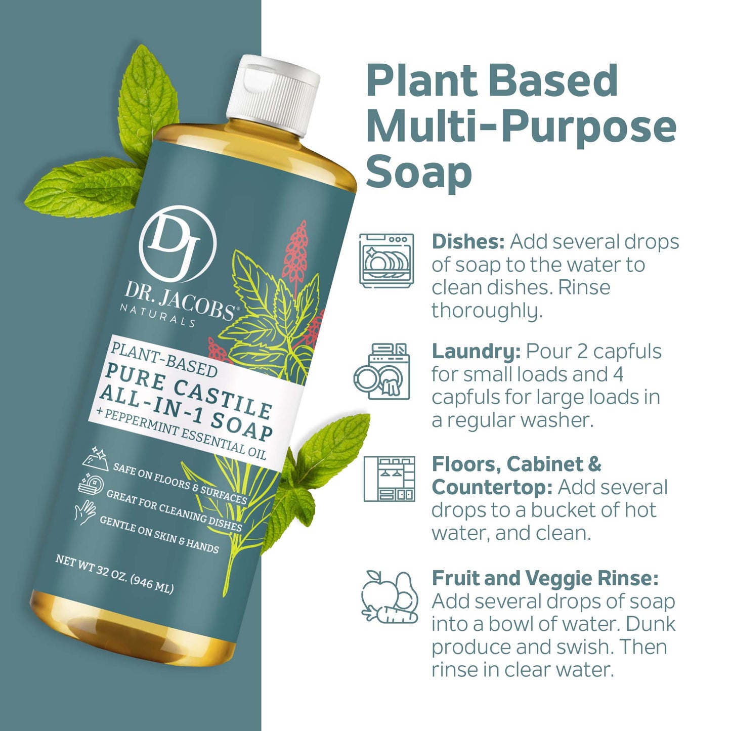 DJ Peppermint All in 1 Castile Soap - Thin Formula