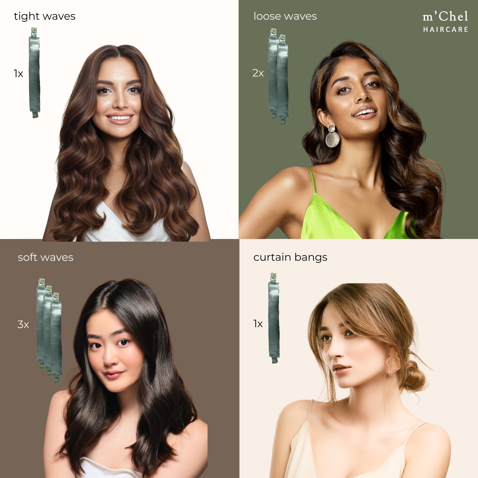 m'Chel Haircare Satin Heatless Curler + Satin Wrap