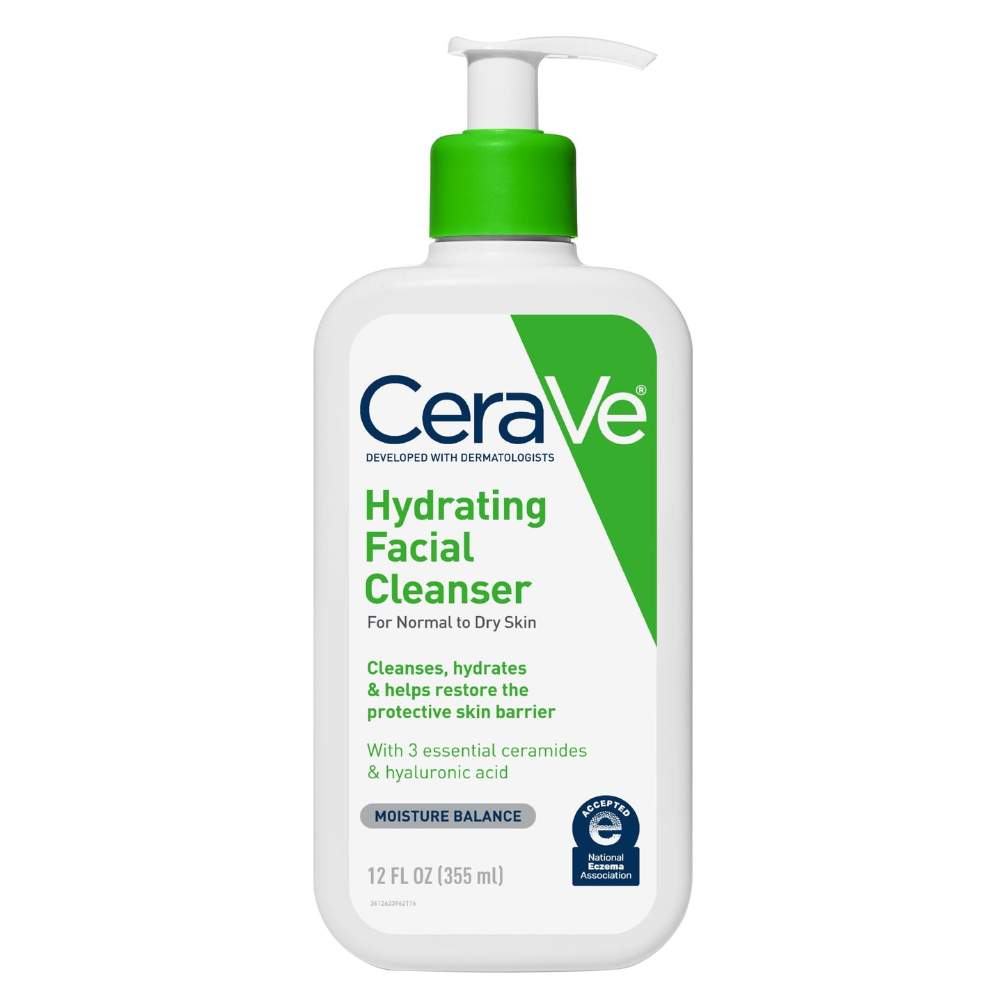 Cera Ve Hydrating Facial Cleanser for Normal to Dry Skin, Daily Face Wash for Dryness, 12 Fl Oz