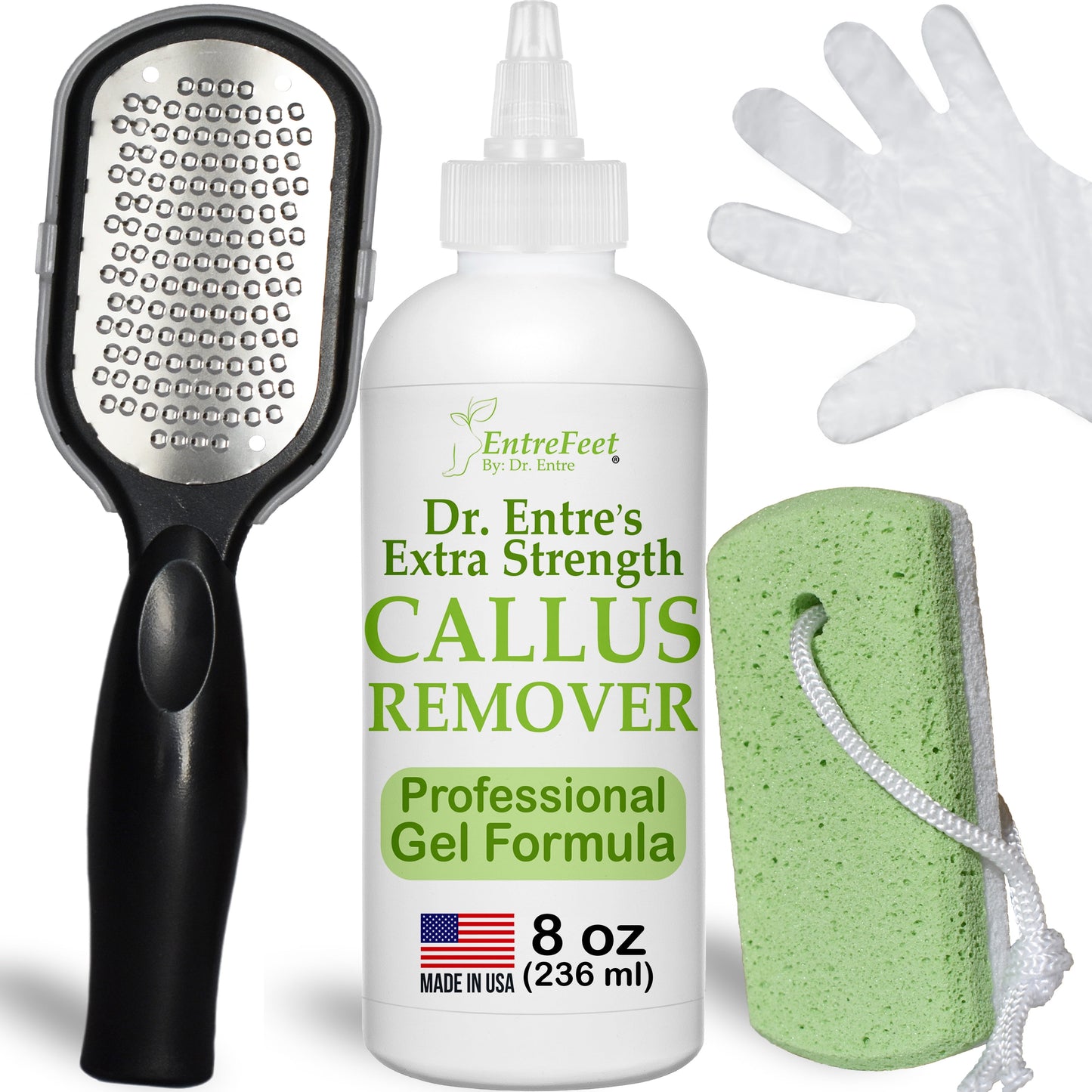 Dr. Entre's Callus Remover Gel – Foot Callus Remover Spa Kit with Pedicure Tools, Dead Skin Scrubber