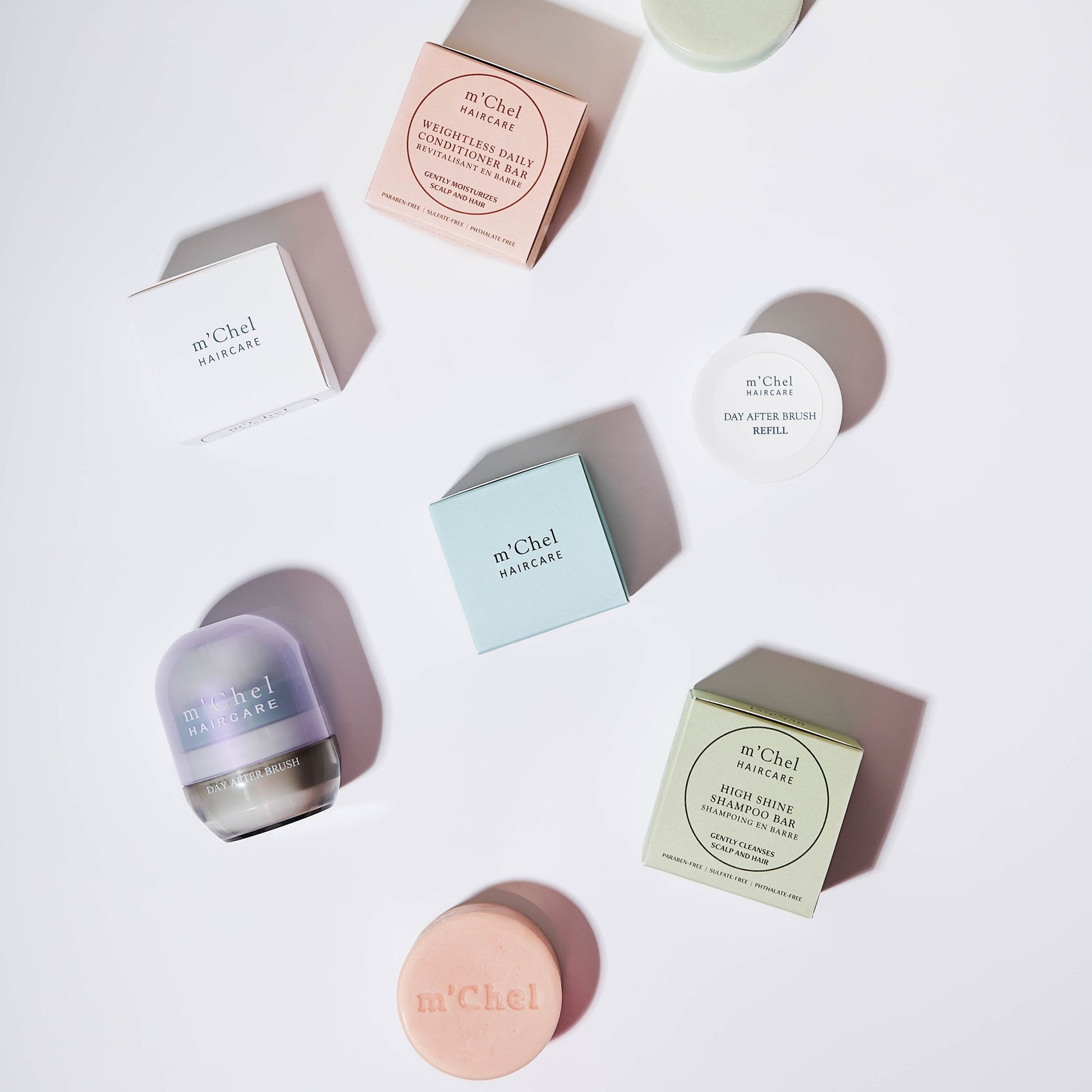 m'Chel Haircare Day After Brush + Refill + Bars Bundle