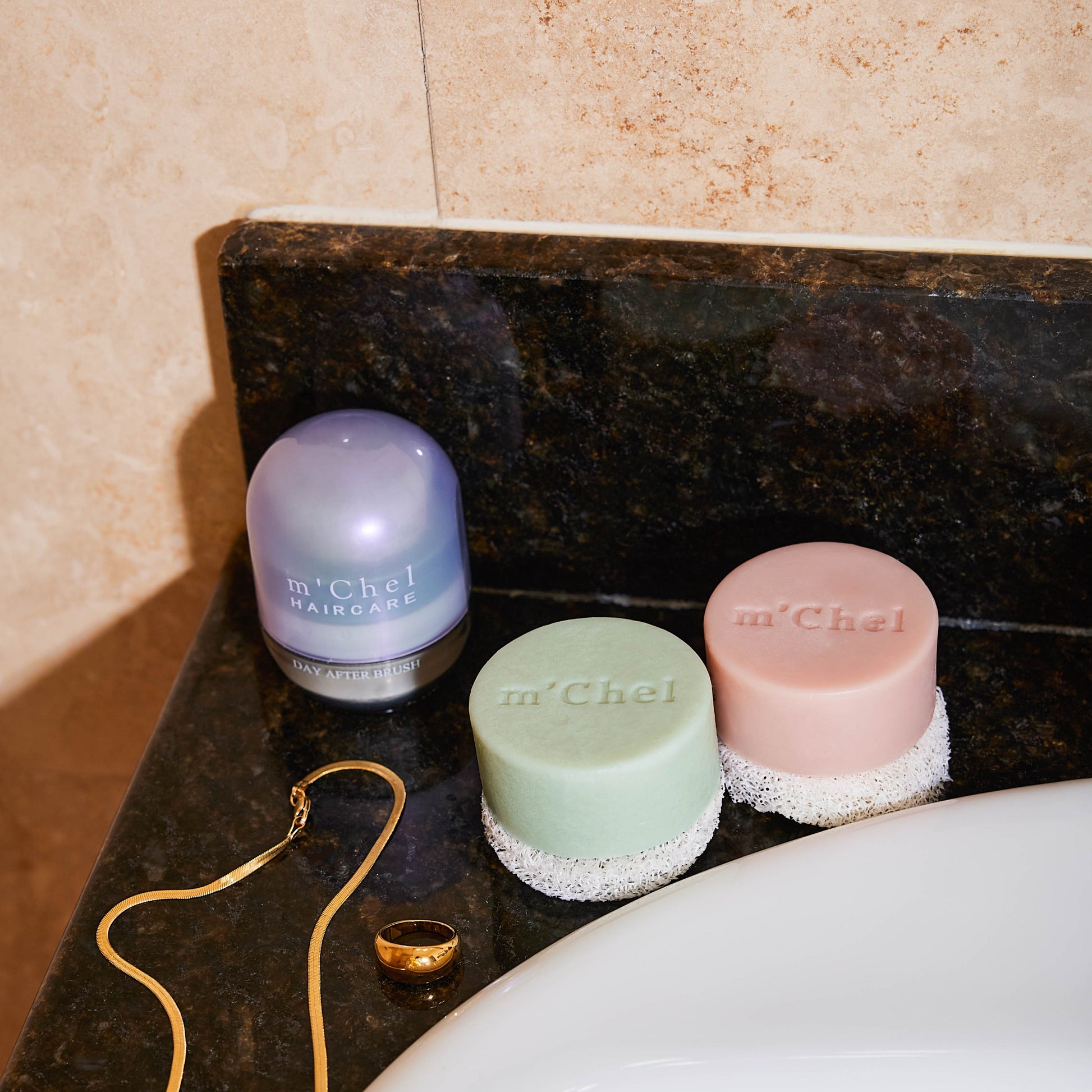 m'Chel Haircare Day After Brush + Refill + Bars Bundle