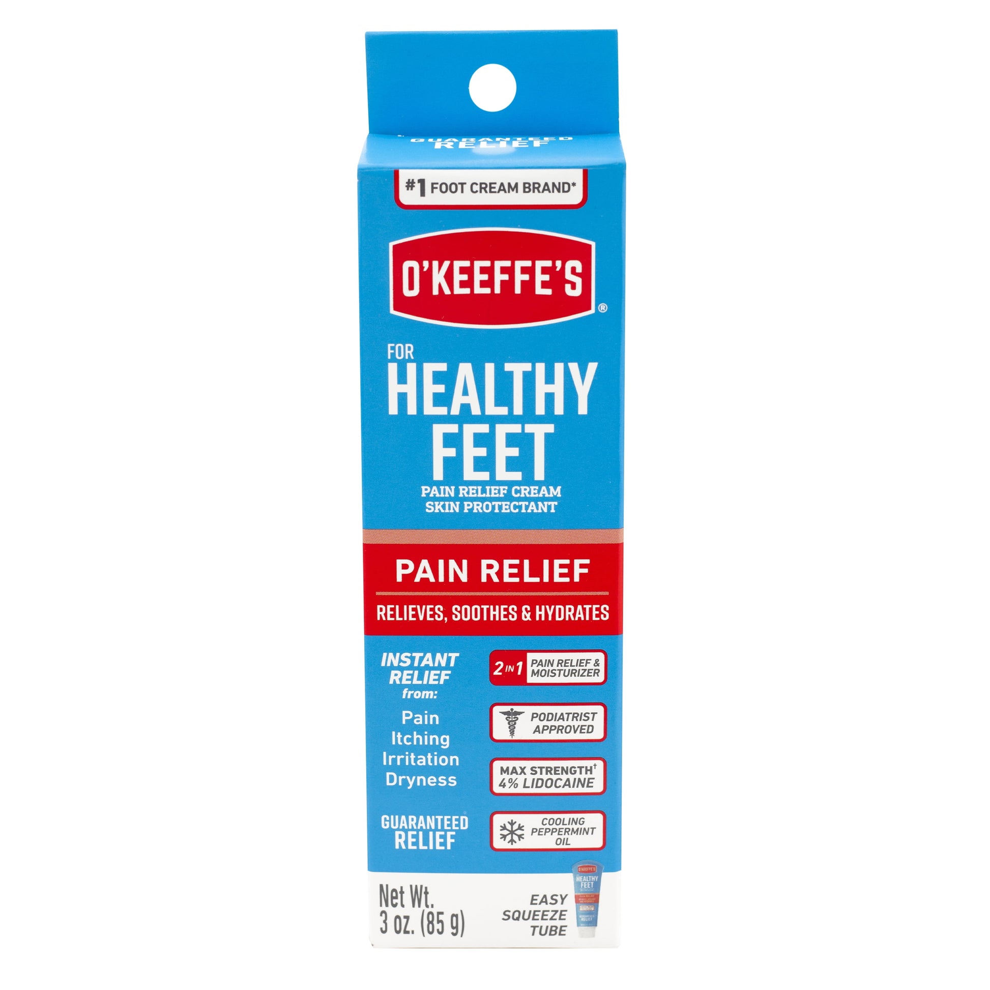 Healthy Feet Pain-Relieving Foot Cream with Lidocaine – 3 oz Tube