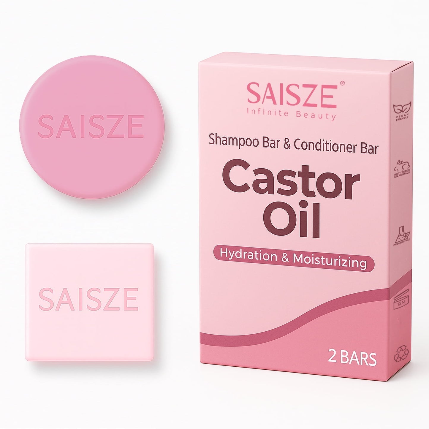 Castor Oil Shampoo & Conditioner Bar Set, 2 Pcs Handmade Travel Shampoo & Conditioner Soap for Hair Hydrating, Moisturizing & Clarifying