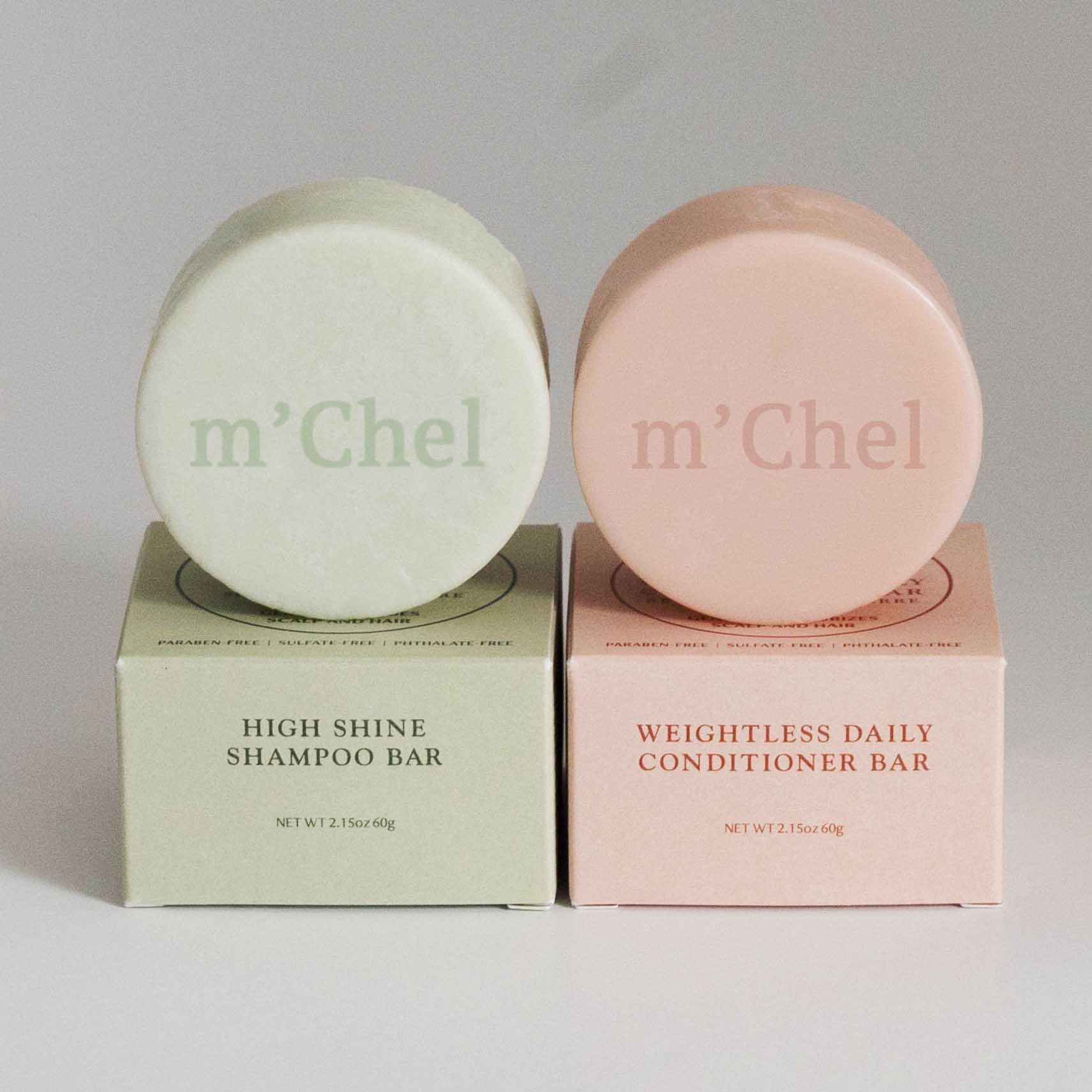 m'Chel Haircare Shampoo + Conditioner Bars Bundle