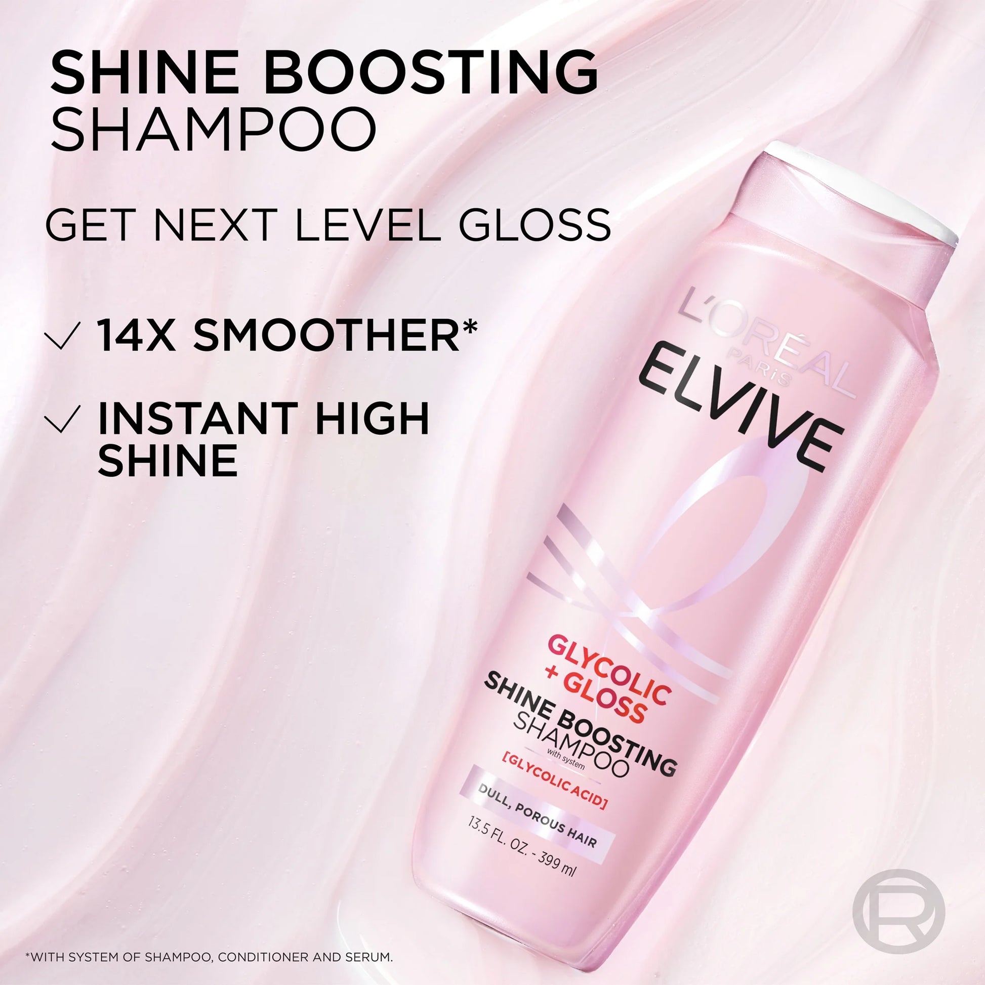 Elvive Glycolic Gloss Shine Enhancing Shampoo, 13.5 Fl Oz