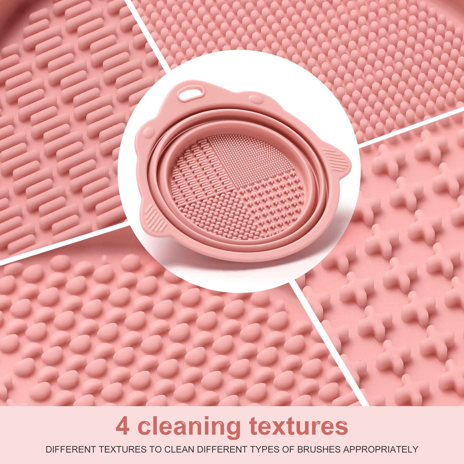 Foldable Silicone Makeup Brush Cleaner Bowl – Portable & Compact (Pink)
