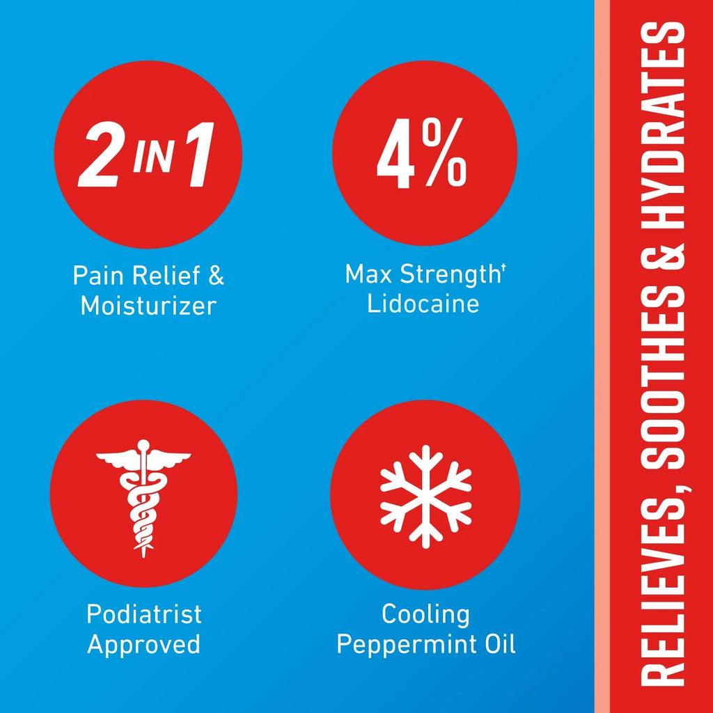 Healthy Feet Pain-Relieving Foot Cream with Lidocaine – 3 oz Tube