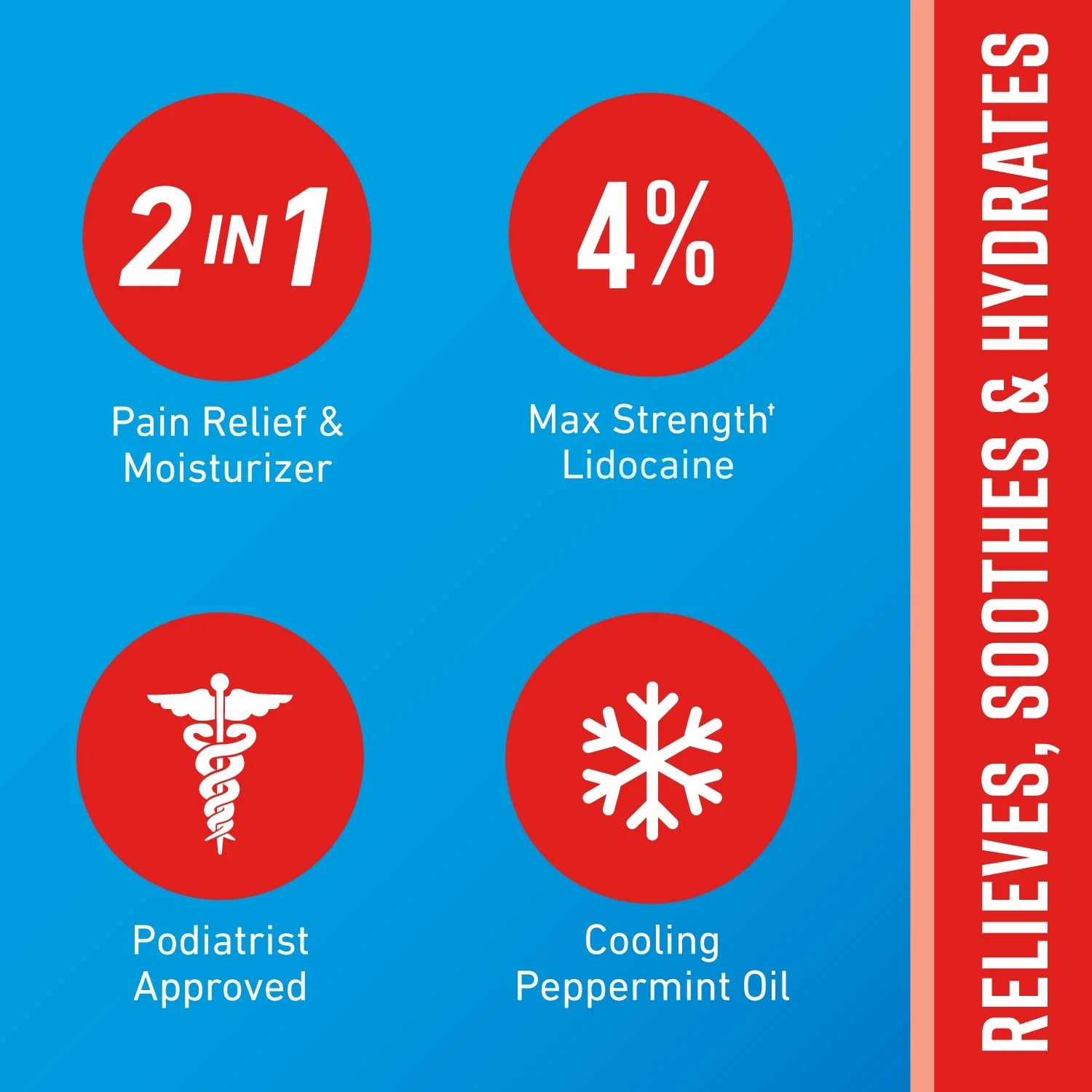 Healthy Feet Pain-Relieving Foot Cream with Lidocaine – 3 oz Tube