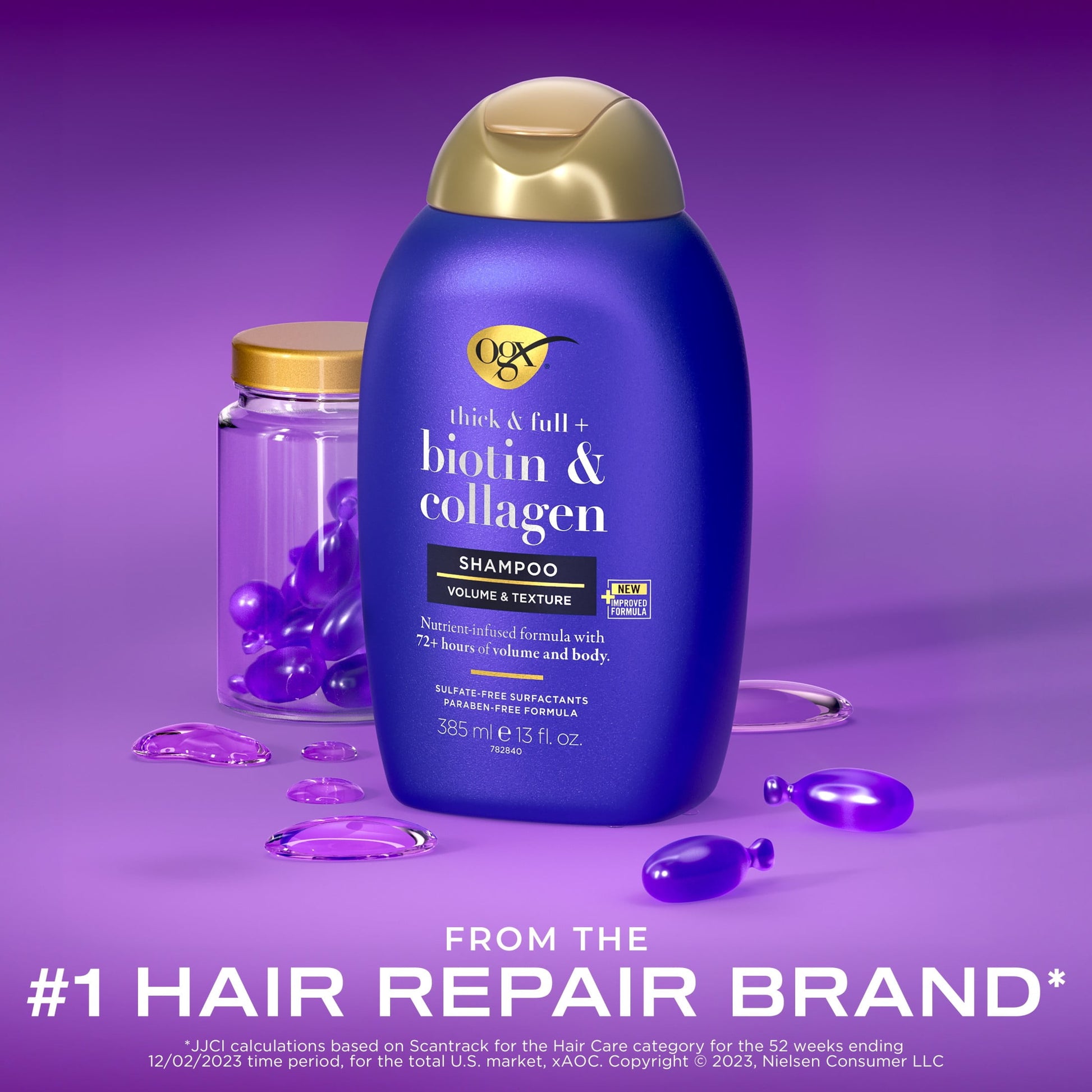 Thick and Full, Biotin and Collagen Volumizing Shampoo, 13 Fl. Oz