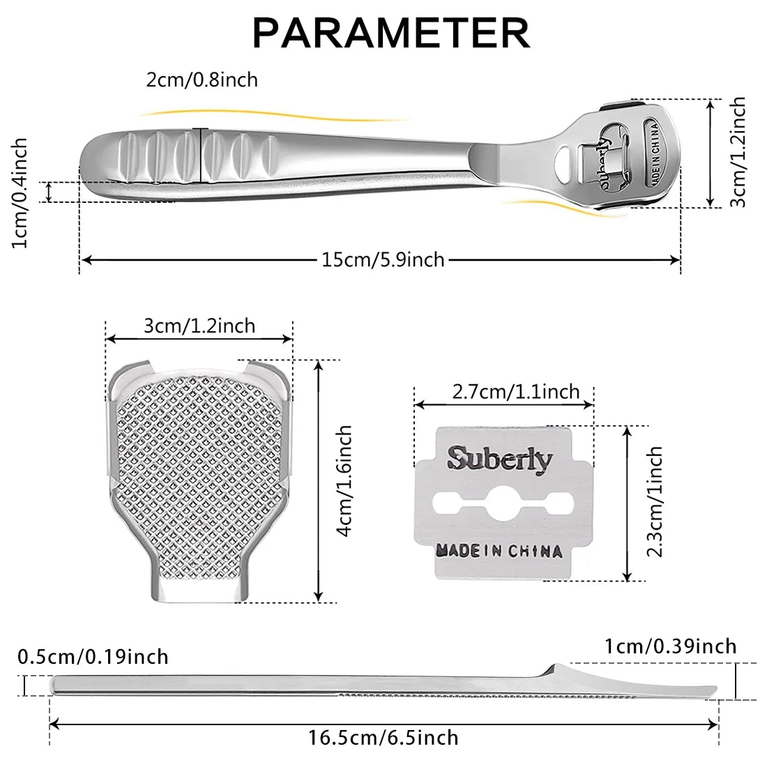 Professional Corn Plane Callus Remover – Razor Cutter with 10 Extra Sharp Refill Blades for Pedicure Foot Care