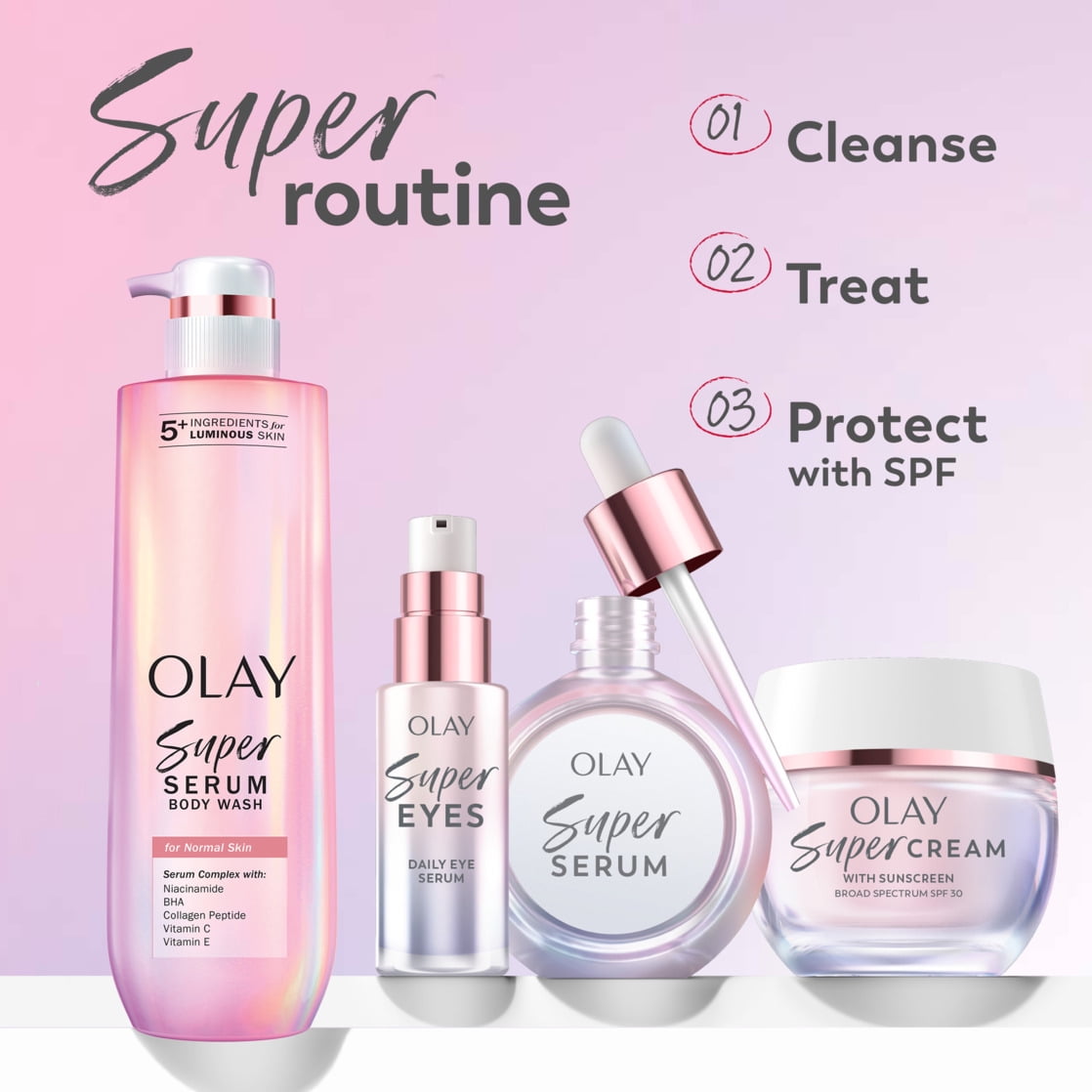 Olay Super Cream with Sunscreen SPF 30, Lightweight Face Moisturizer with Sun Protection, 5-in-1 Skin Care Benefits - Hydrating, Brightening, Firming - Niacinamide, Vitamin C, Collagen Peptide, 1.7oz