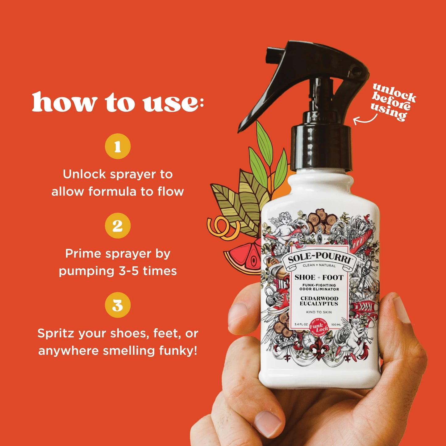 Cedarwood & Eucalyptus Foot Odor Refresher Spray – 3.4 oz for Shoes and Feet