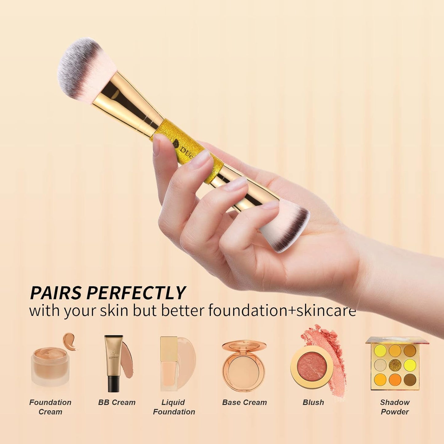 Makeup Brushes Duo End Foundation Powder Buffer and Contour Synthetic Cosmetic Tools