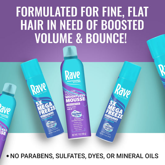 Volume Boosting Weightless Mousse, Unscented, for All Hair Types, 7 Oz