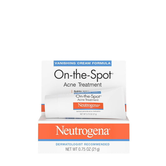 On-The-Spot Acne Spot Treatment Cream with 2.5% Benzoyl Peroxide, Gentle Face Blemish Medicine for Acne-Prone Skin, Vanishing Formula, Clinically Proven Day-1 Results, 0.75-Ounce Tube