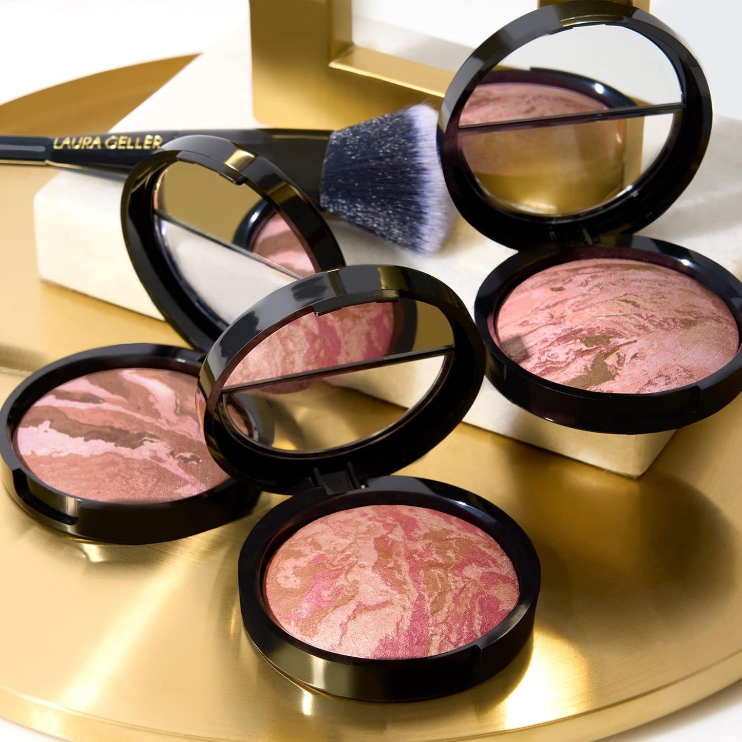 Baked Blush-N-Bronze Marbleized 2-In-1 Sculpting Bronzer Blush - Ginger Bronze - Contour Face with a Radiant Flush
