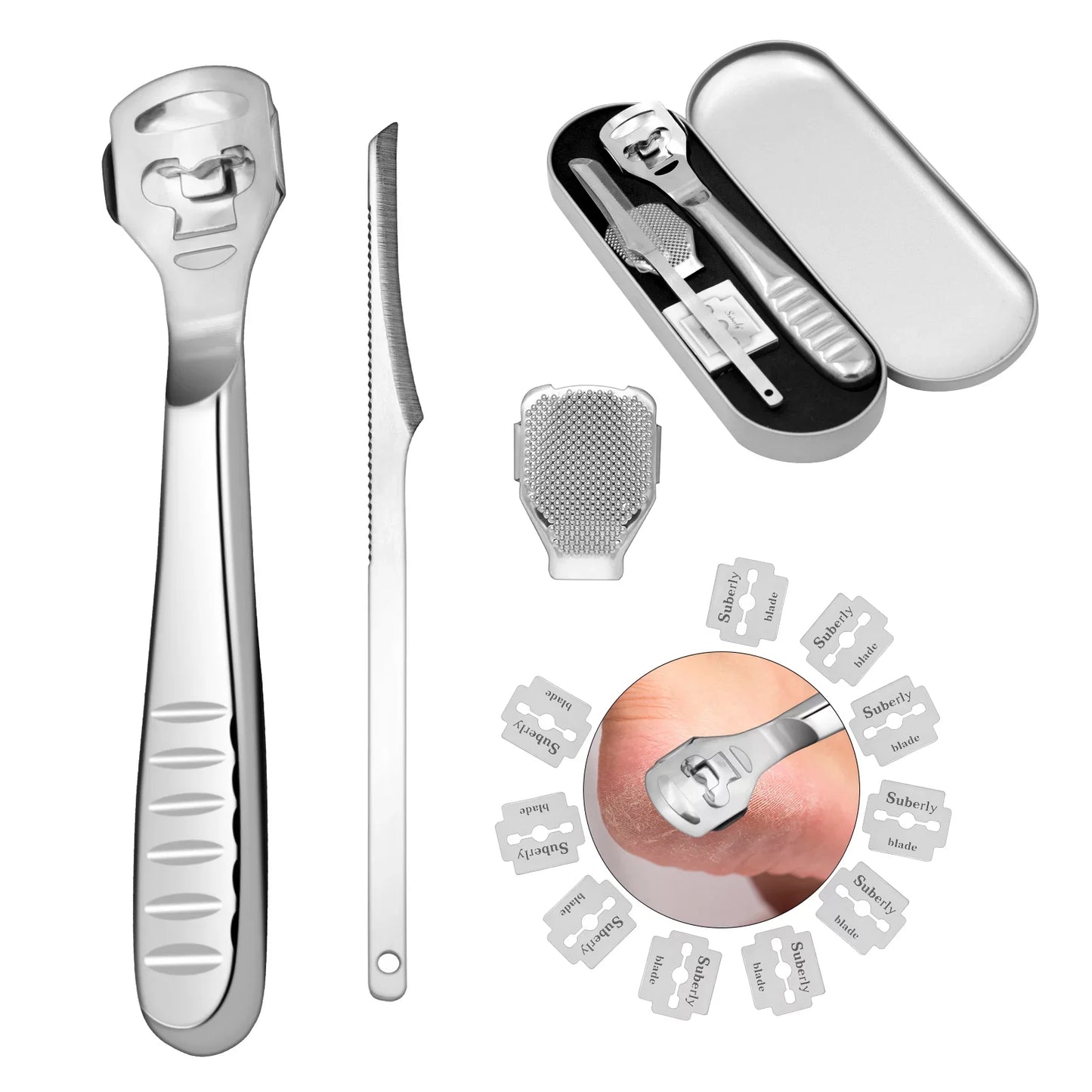 14-Piece Callus Shaver Set – Stainless Steel Foot File & Hard Skin Remover for Hand and Foot Care