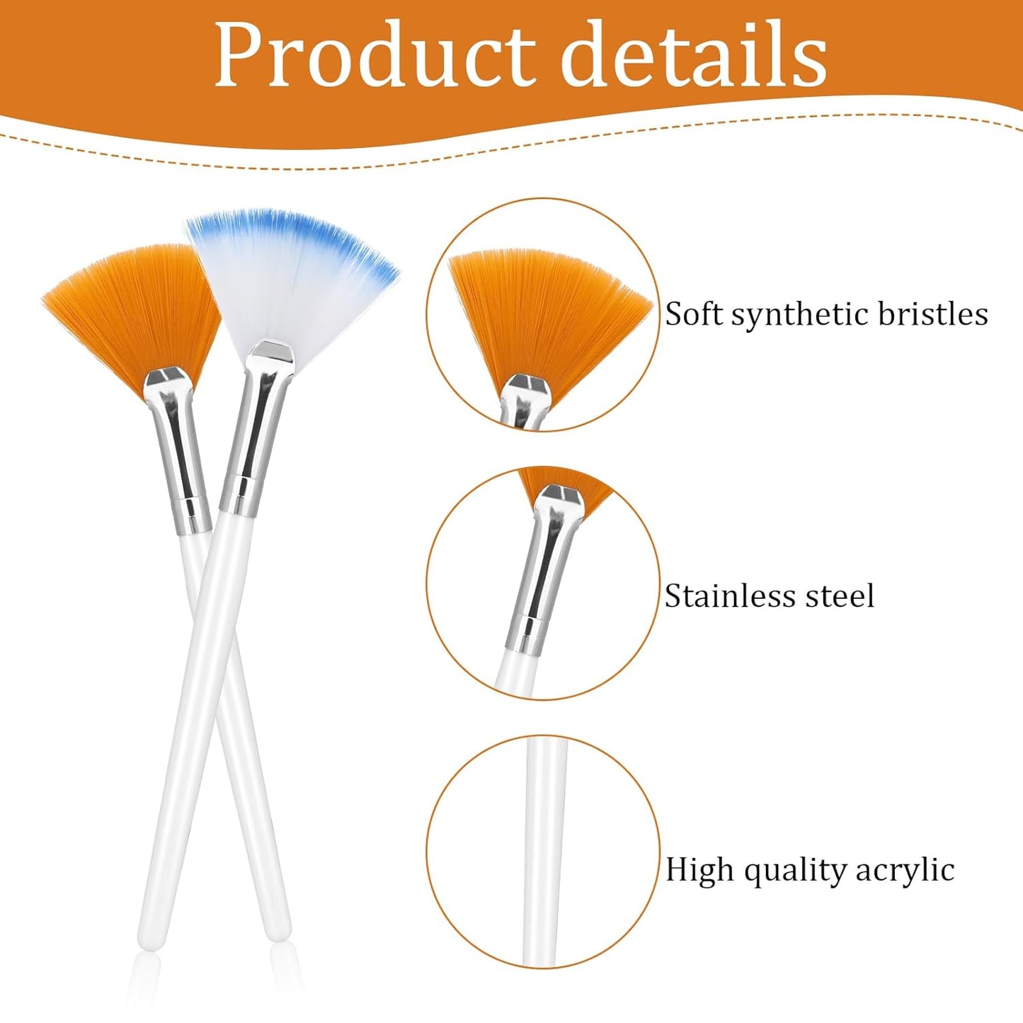 4 Pcs Facial Fan Mask Brushes, Fan Brushes Esthetician, Soft Facial Applicator Brushes Tools, Makeup Fan Brush Tool for Mud Cream Loose Powder Highlighting and Blush(Yellow and Two-Color)