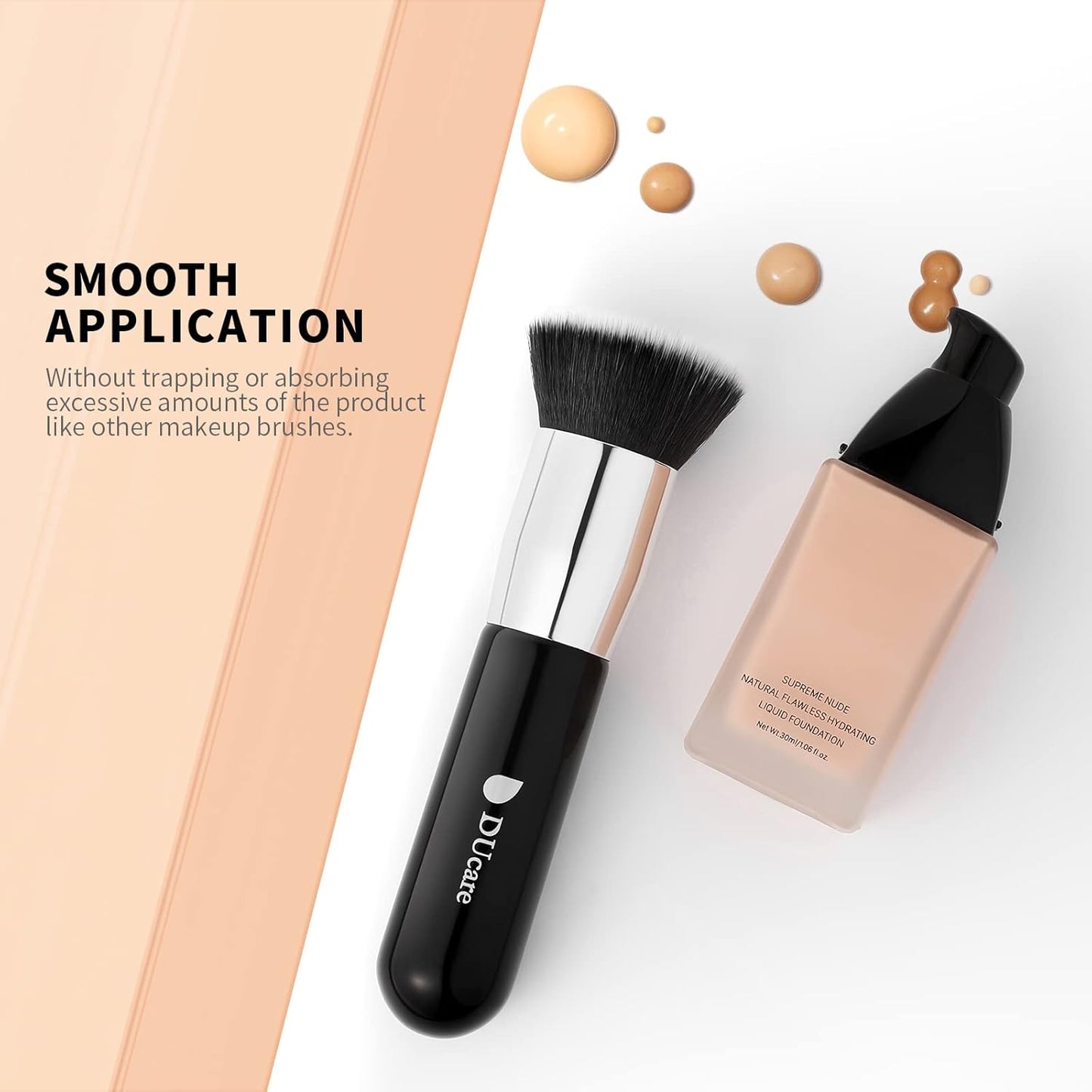Foundation Brush for Liquid Makeup, Flat Top Kabuki Synthetic Professional Makeup Brushes Liquid Blending Mineral Powder Buffing Stippling Makeup Tools