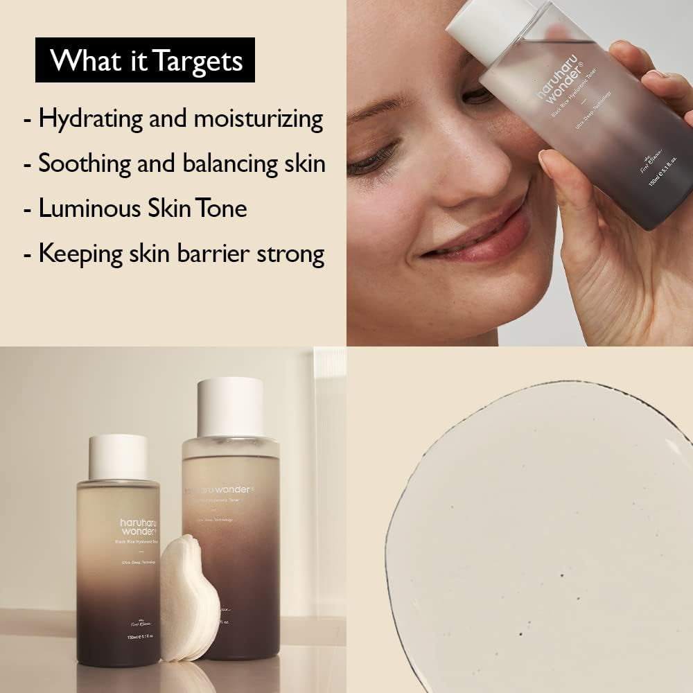 Wonder Black Rice Hyaluronic Toner – Deep Hydration for Glass Skin, 10.1 Fl Oz