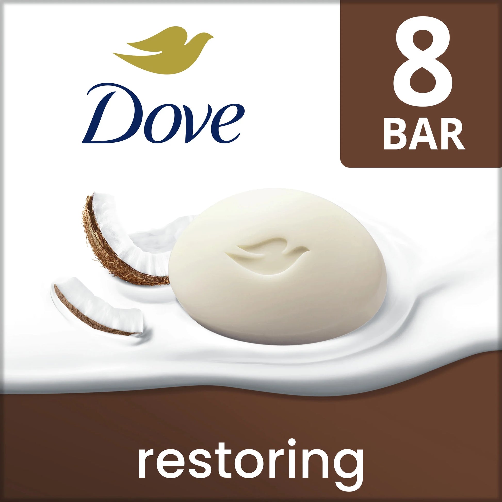 Beauty Bar Soap for Women – Restorative Coconut & Cocoa Butter Formula for All Skin Types, 3.75 oz, Pack of 8 Bars