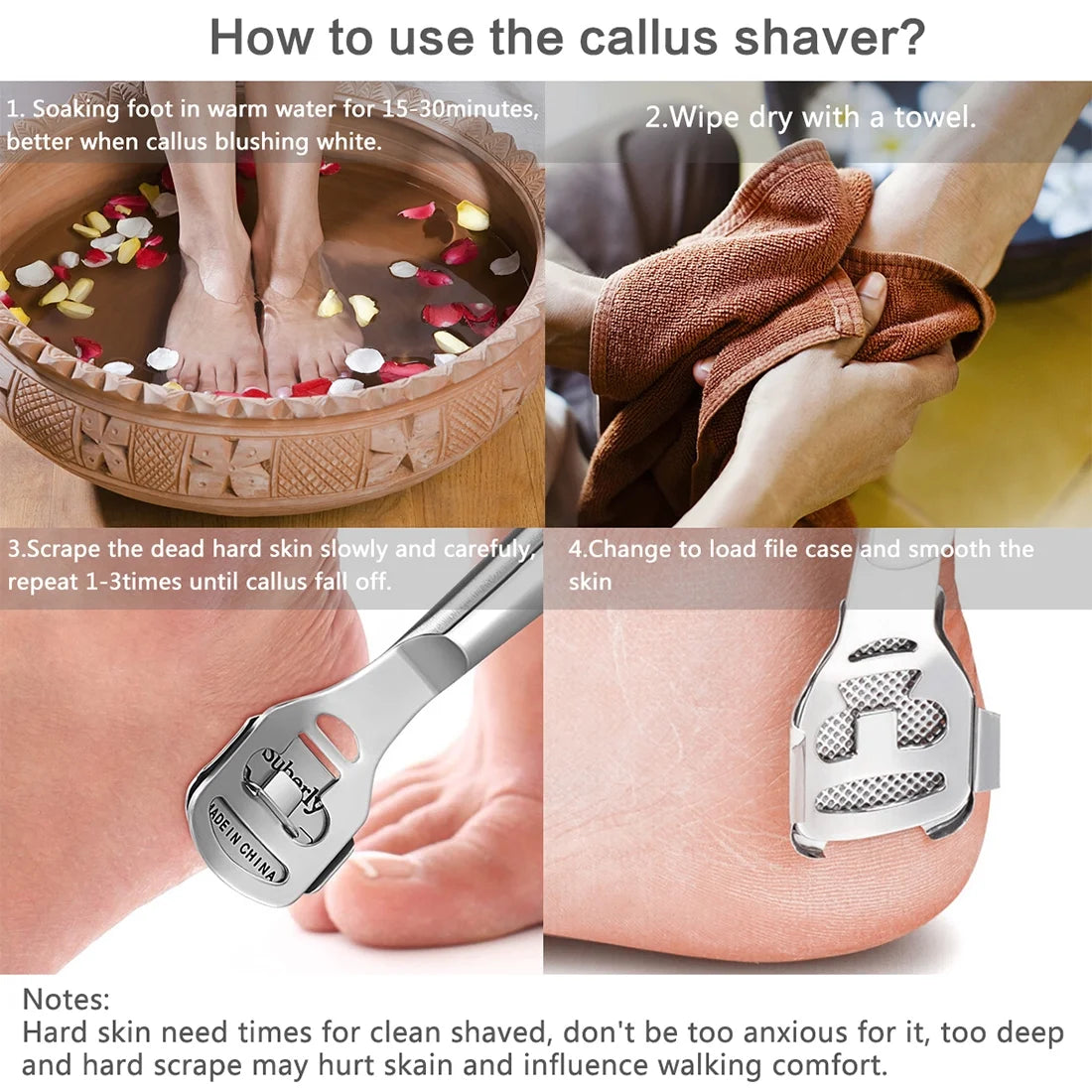 Professional Corn Plane Callus Remover – Razor Cutter with 10 Extra Sharp Refill Blades for Pedicure Foot Care