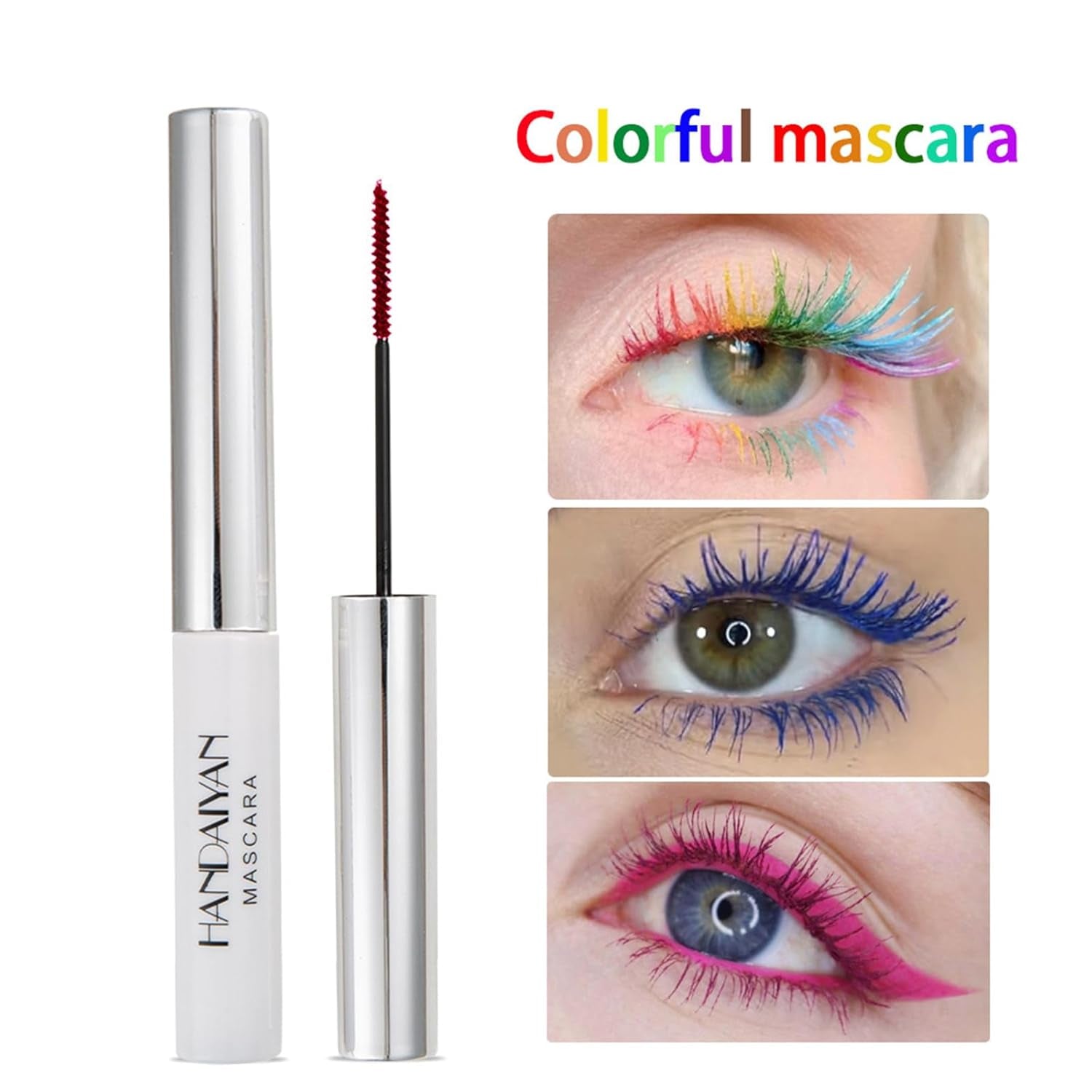 Colored Mascara Sets, 12 Colors Waterproof Colorful Mascara Gift Set, Red Pink Purple Blue White Black Colorful Mascara Charming Long Lasting Voluminous Mascara for Eyelash Eye Makeup