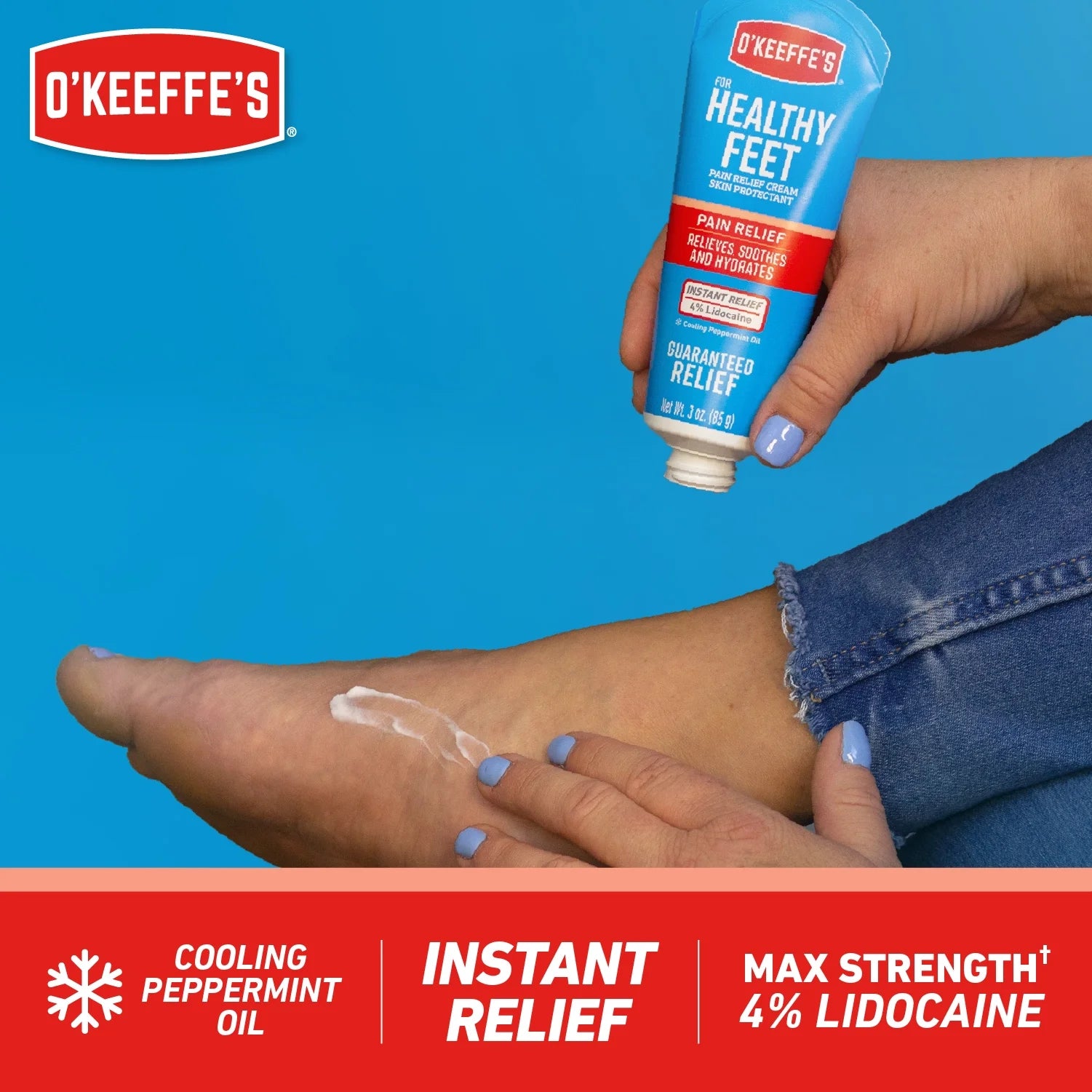 Healthy Feet Pain-Relieving Foot Cream with Lidocaine – 3 oz Tube