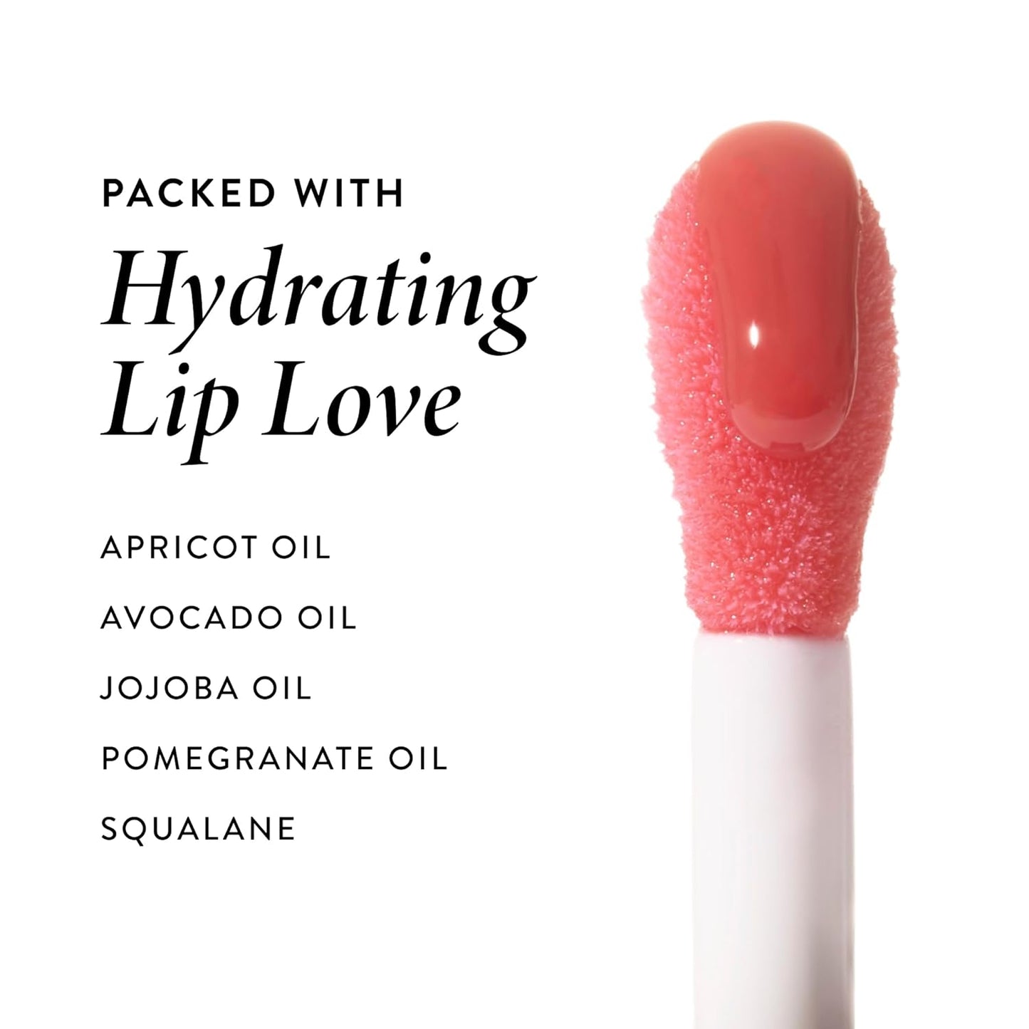 Fine Shine Glossy Lip Oil, Rose Garden - Hydrating Squalane - Pink Lip Gloss