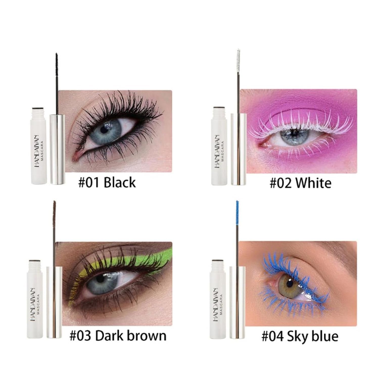 Colored Mascara Sets, 12 Colors Waterproof Colorful Mascara Gift Set, Red Pink Purple Blue White Black Colorful Mascara Charming Long Lasting Voluminous Mascara for Eyelash Eye Makeup