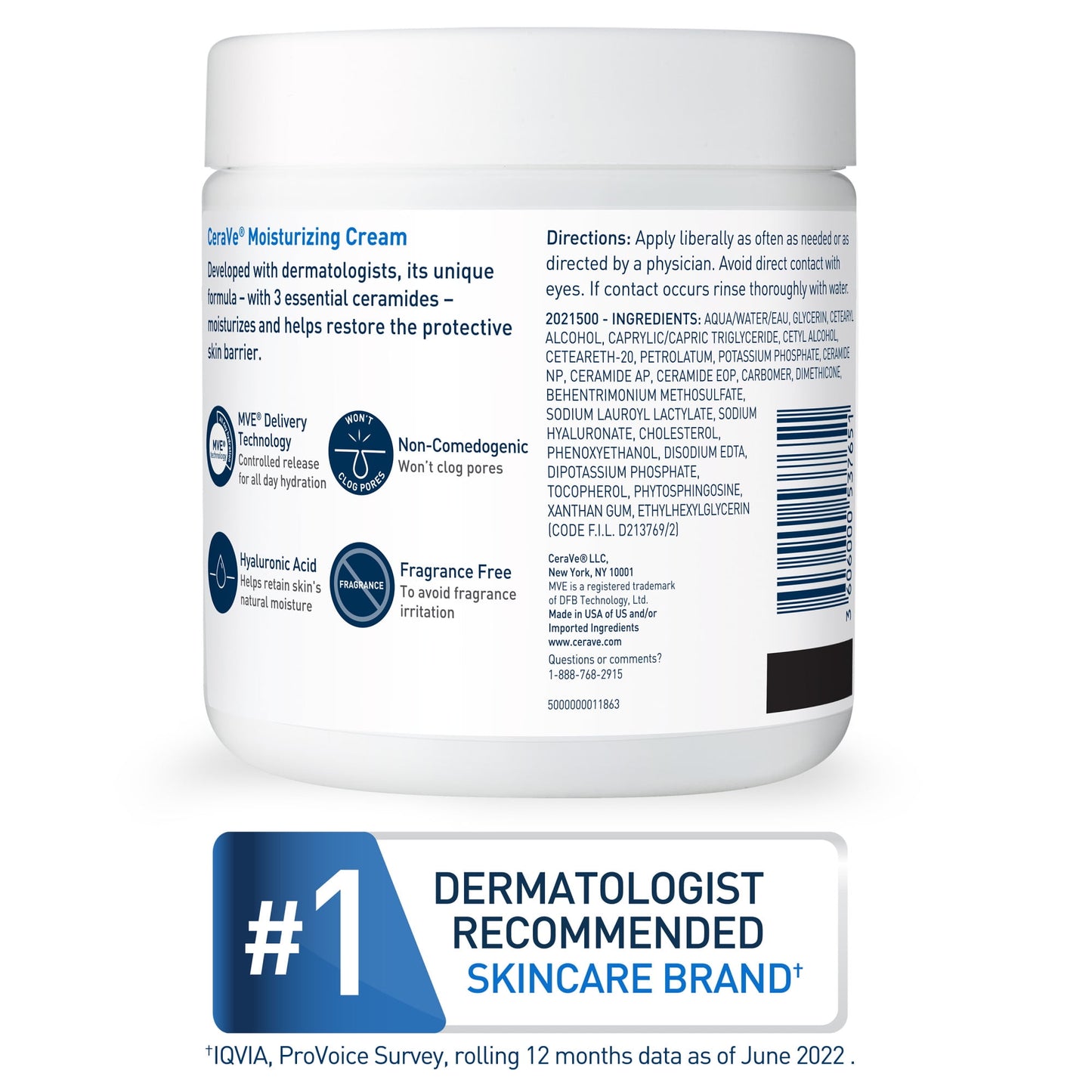 Cera Ve Moisturizing Cream, Face & Body Moisturizer for Normal to Very Dry Skin, 16 Oz