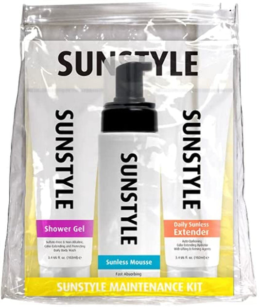 Sunless Daily Maintenance Self Tanner Kit | Bronzing Self Tanner Mousse, Daily Sunless Tan Extender, Color Enhancing Shower Gel, Applicator Blending Mitt