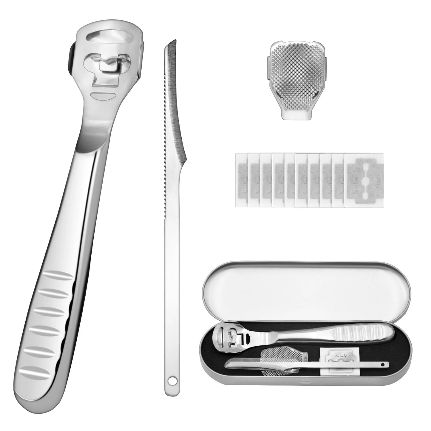14-Piece Callus Shaver Set – Stainless Steel Foot File & Hard Skin Remover for Hand and Foot Care