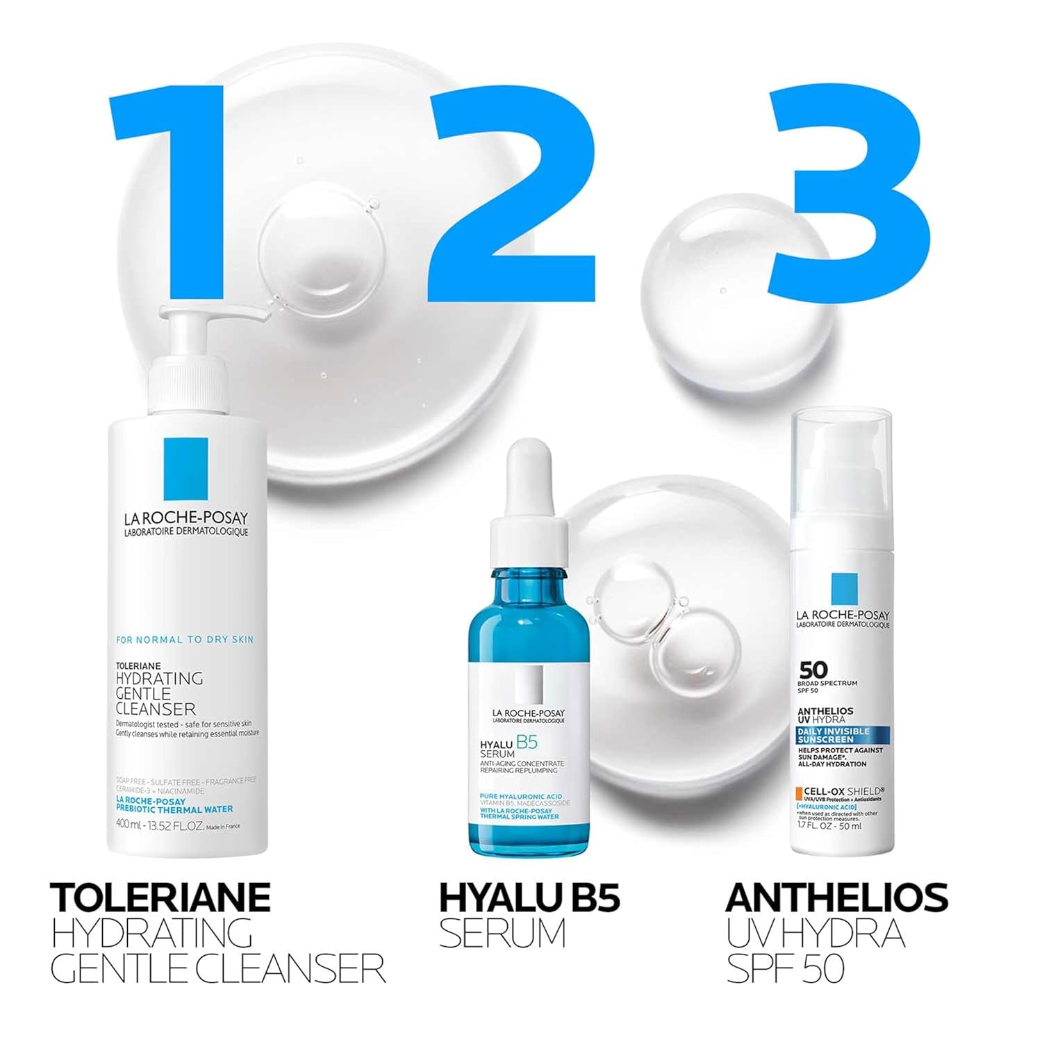 La Roche-Posay Hyalu B5 Pure Hyaluronic Acid Serum for Face, Vitamin B5 + Hyaluronic Acid + Madecassoside, Hydrating Serum Visibly Plumps Skin, Sensitive Skin Safe, Anti Aging, Oil-Free