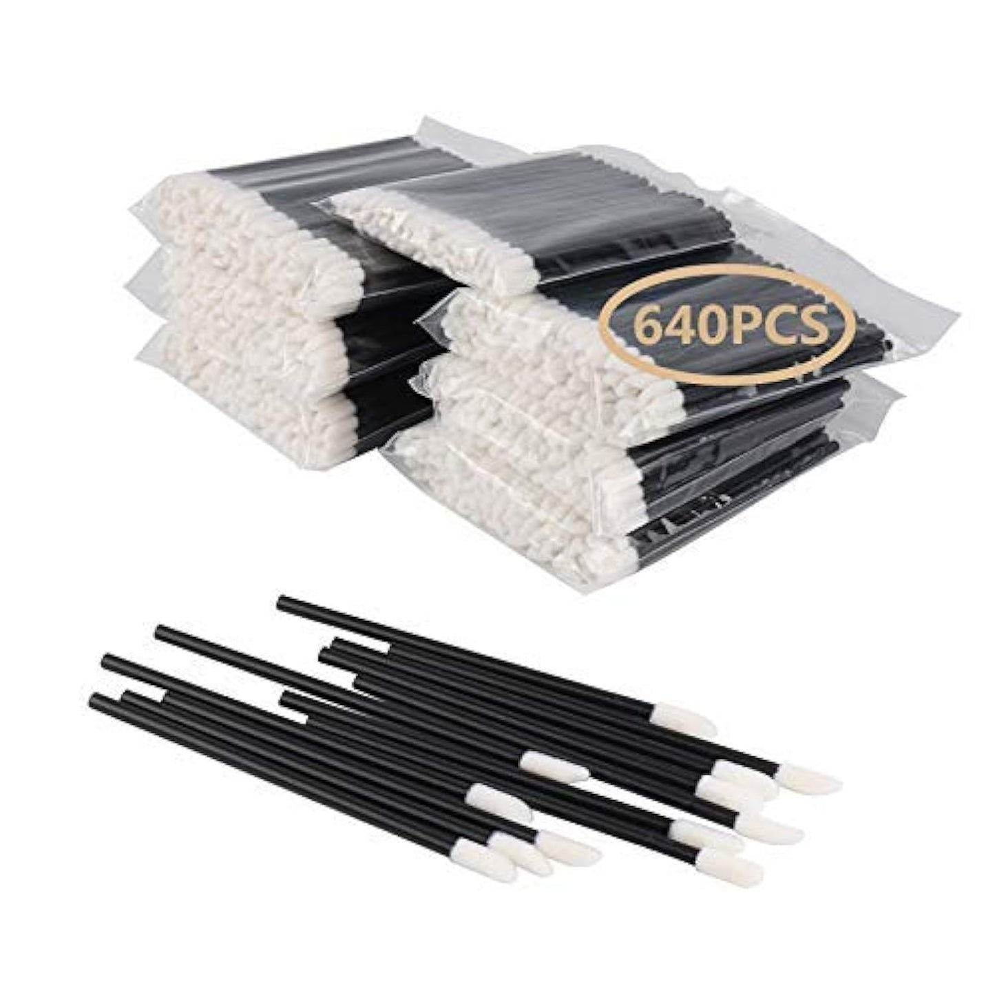 640PCS Disposable Lip Brushes – Lipstick & Lip Gloss Applicators (Black)