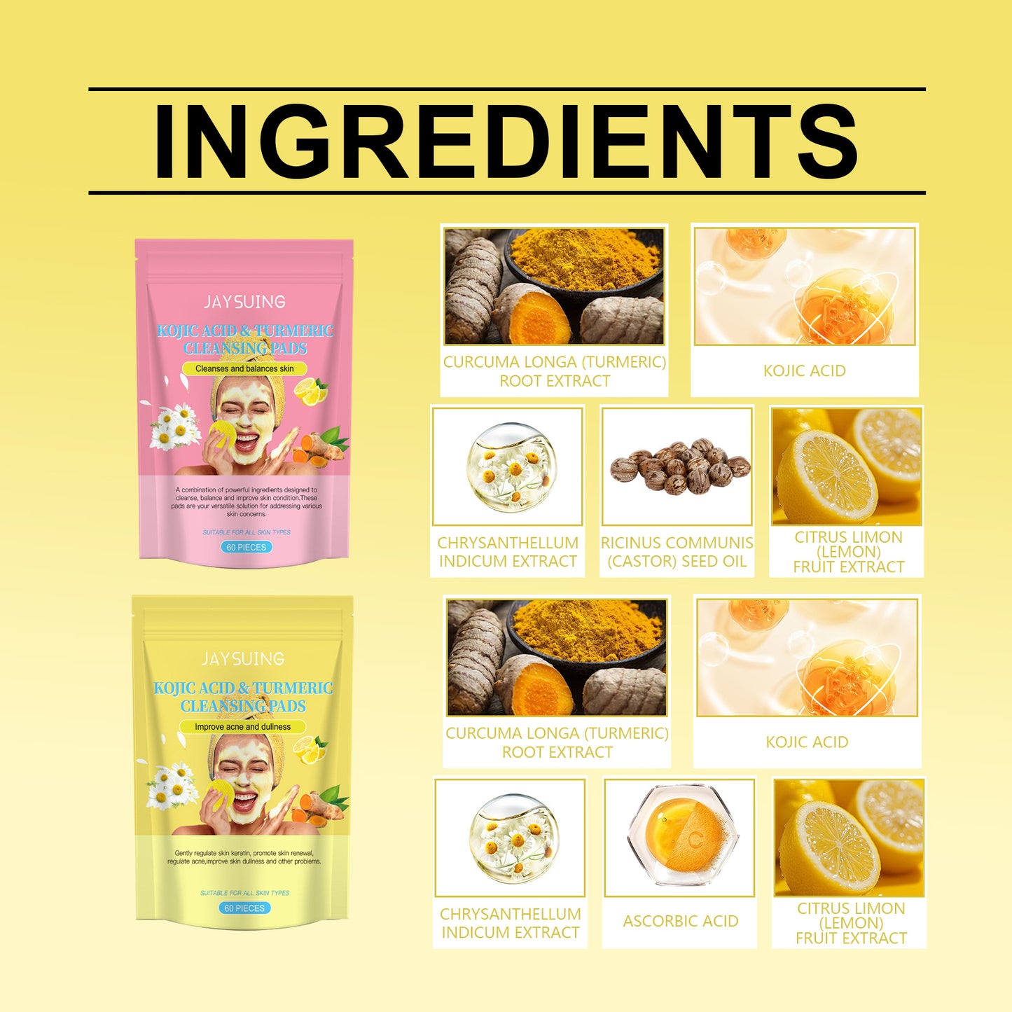 Jaysuing Kojic Acid Turmeric Cleansing Pad