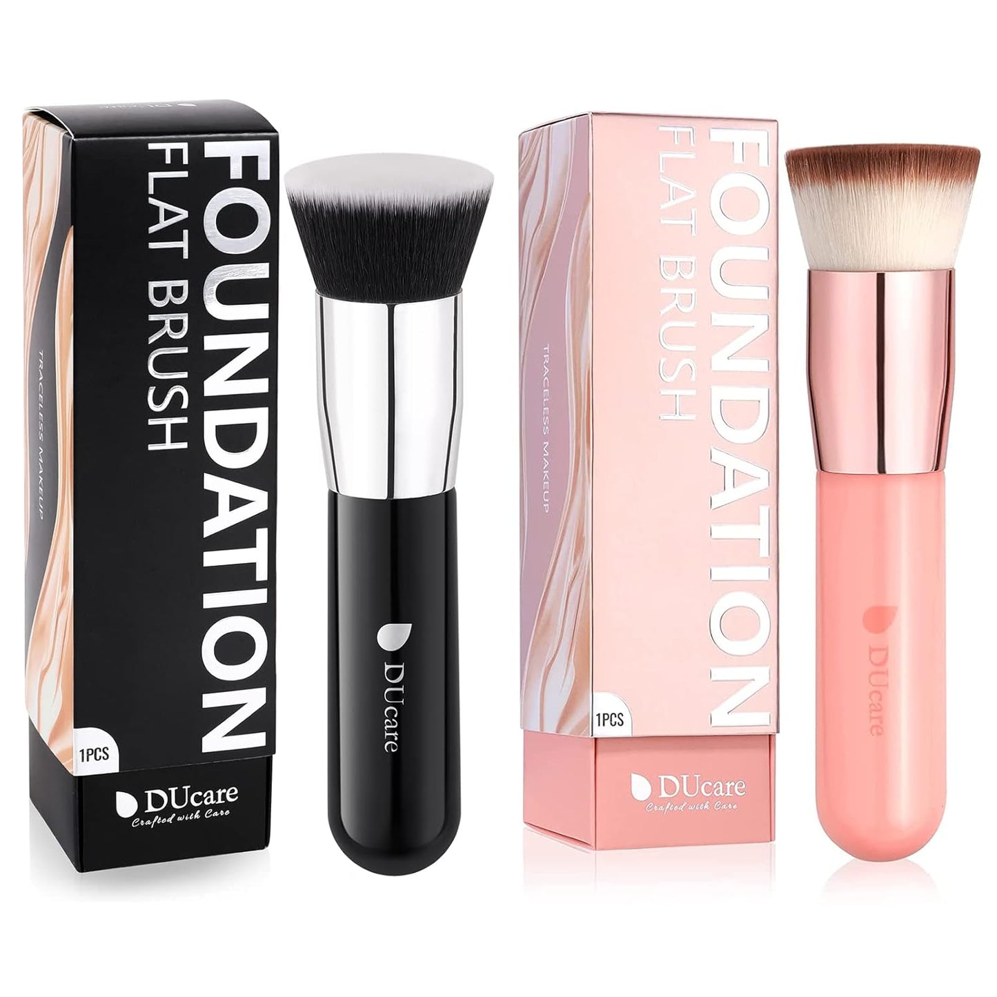 Foundation Brush for Liquid Makeup, Flat Top Kabuki Synthetic Professional Makeup Brushes Liquid Blending Mineral Powder Buffing Stippling Makeup Tools