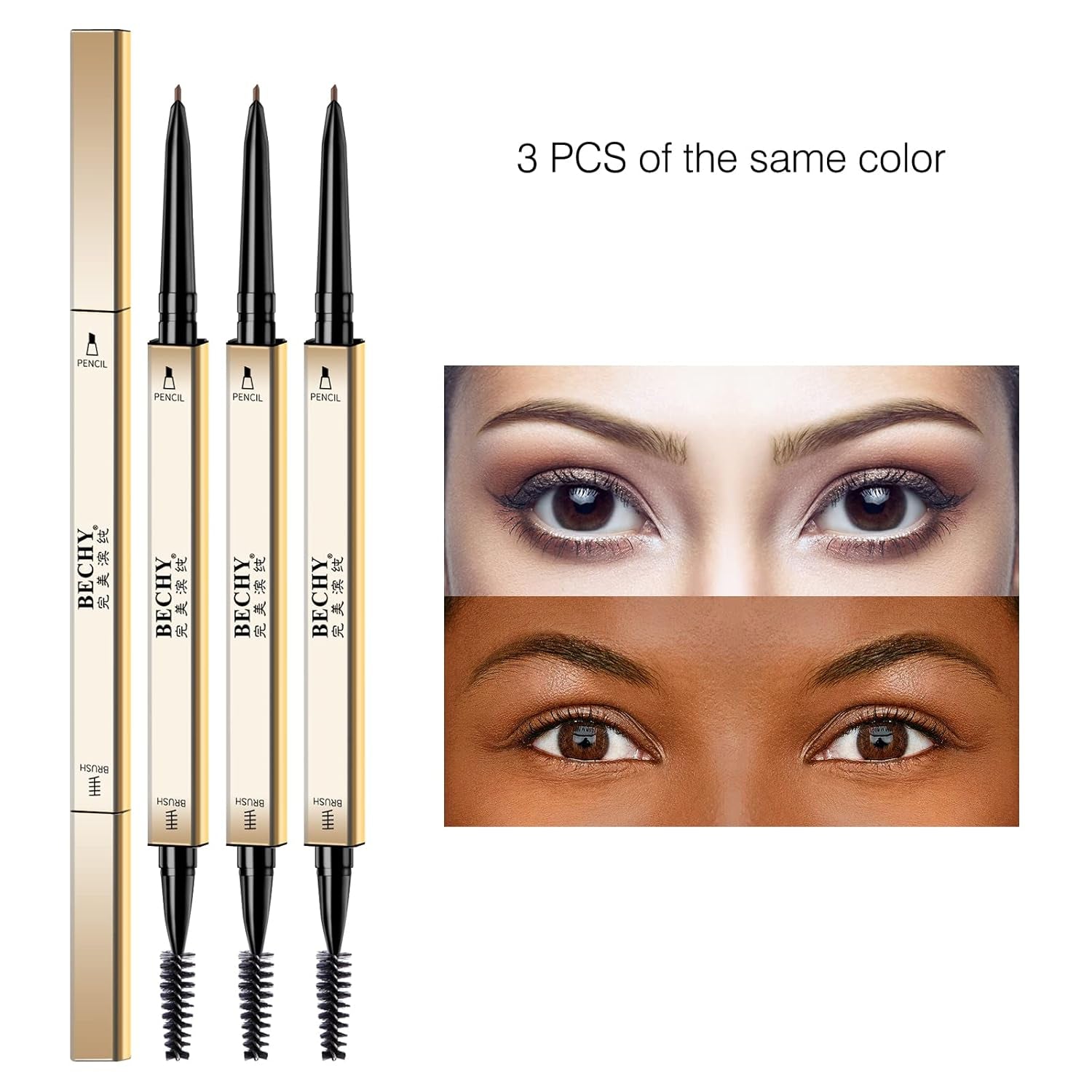 Eyebrow Pencil,3 PCS Waterproof Long-Lasting Microblading Brown Brow Pencil,Natural Eyebrow Makeup Ultra Slim Defining Eyebrow Pencils
