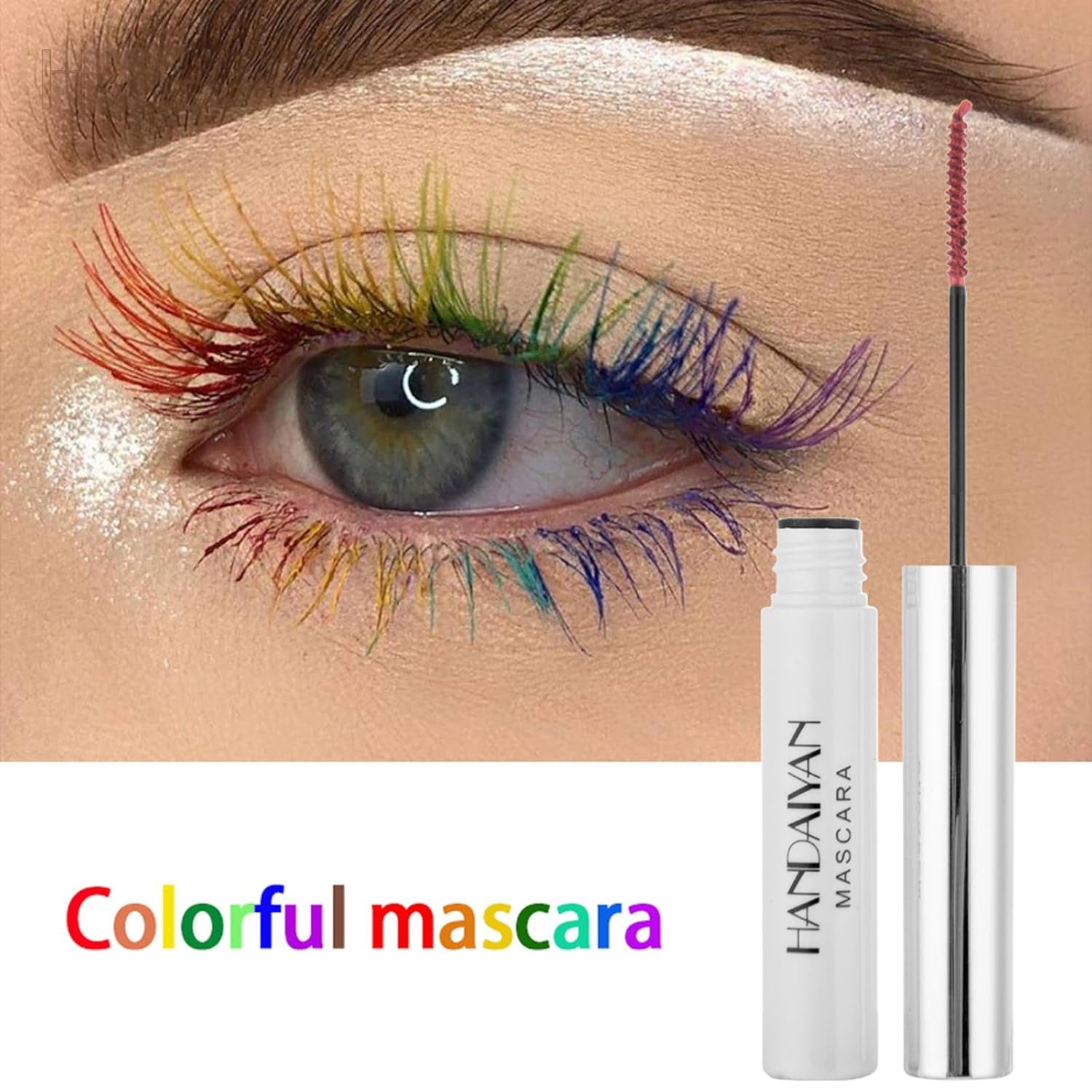 Colored Mascara Sets, 12 Colors Waterproof Colorful Mascara Gift Set, Red Pink Purple Blue White Black Colorful Mascara Charming Long Lasting Voluminous Mascara for Eyelash Eye Makeup