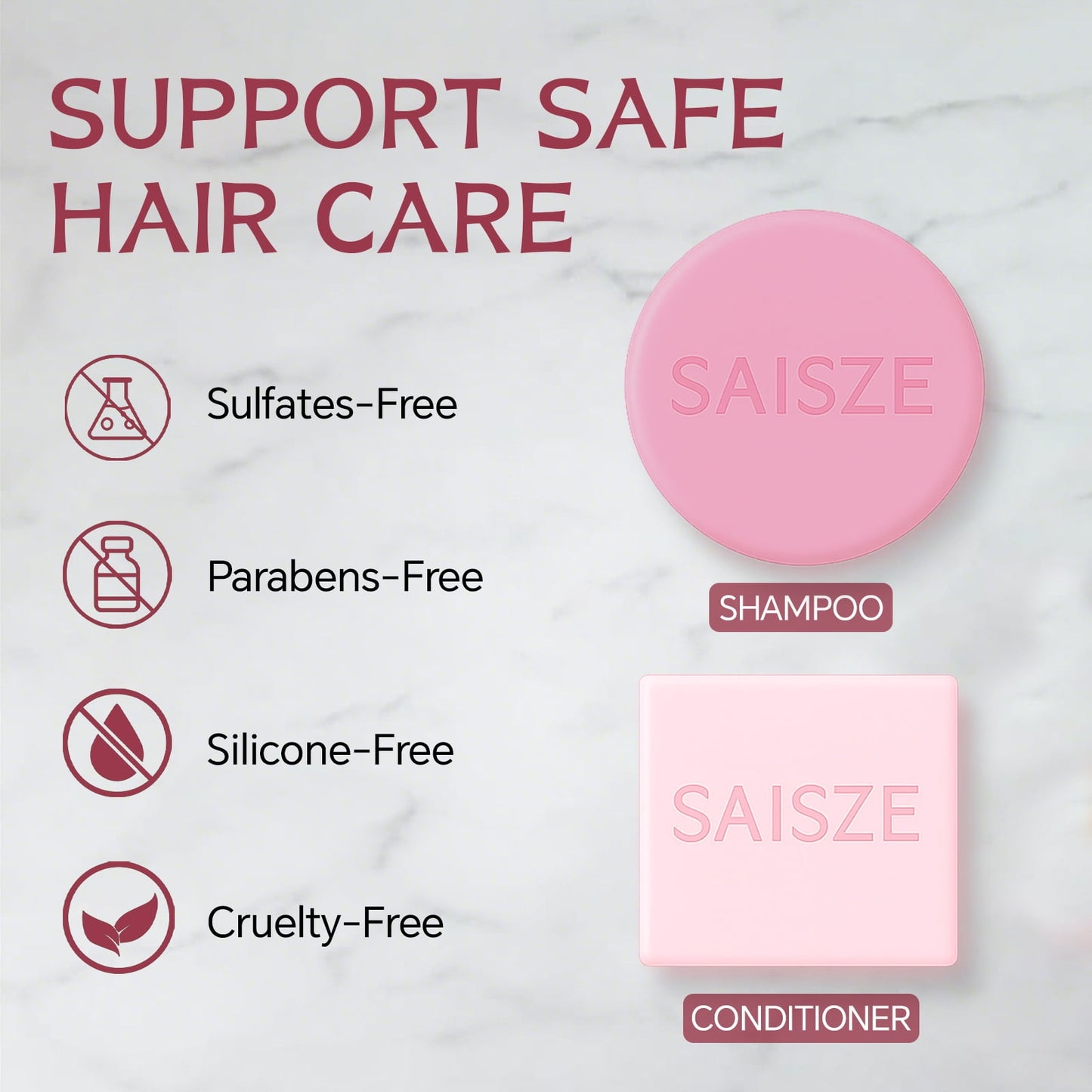 Castor Oil Shampoo & Conditioner Bar Set, 2 Pcs Handmade Travel Shampoo & Conditioner Soap for Hair Hydrating, Moisturizing & Clarifying