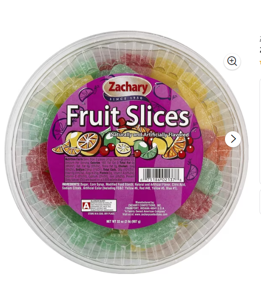 Zachary: Multi Colored/Coated In Sugar Fruit Slices